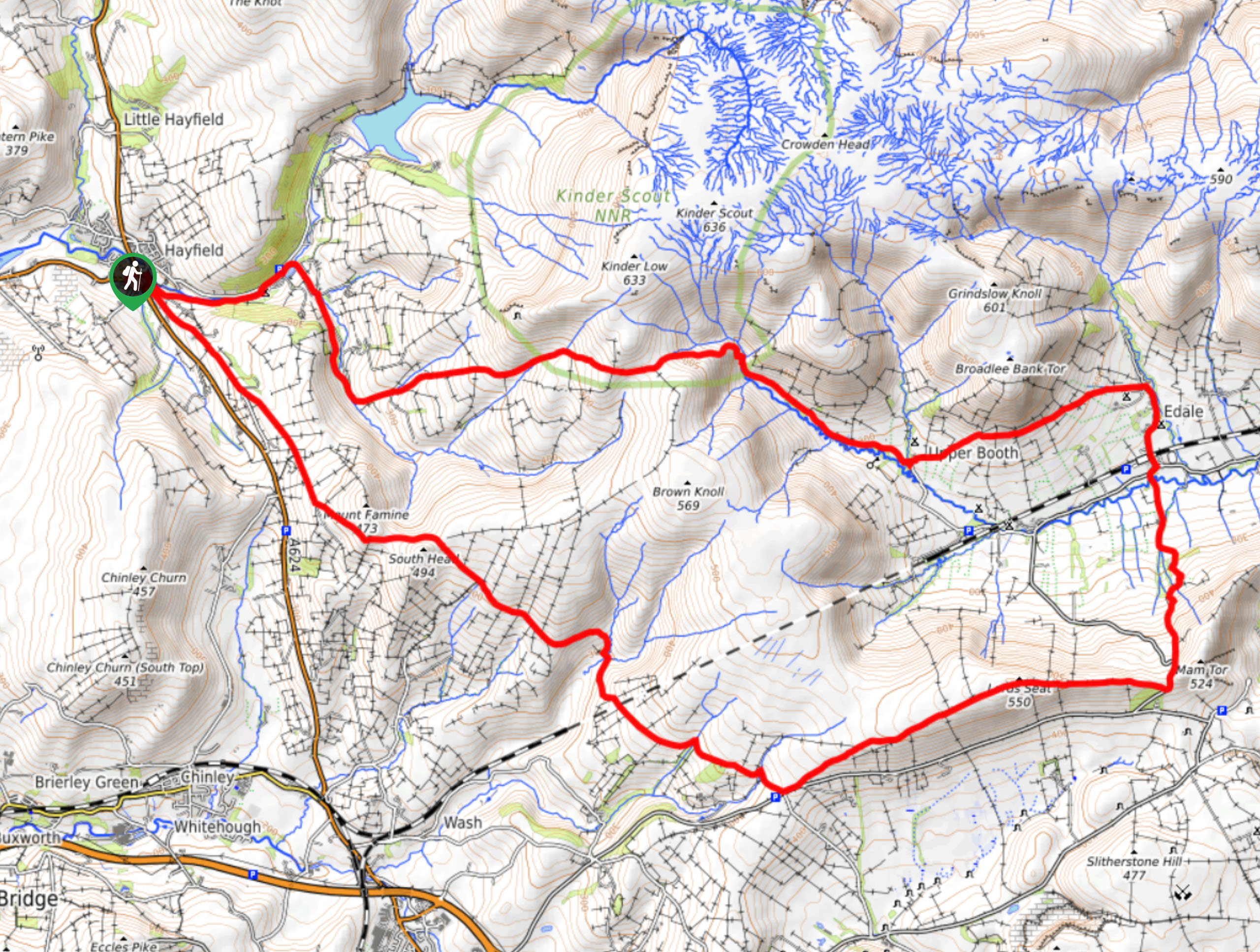 Hayfield to Edale Circular Map