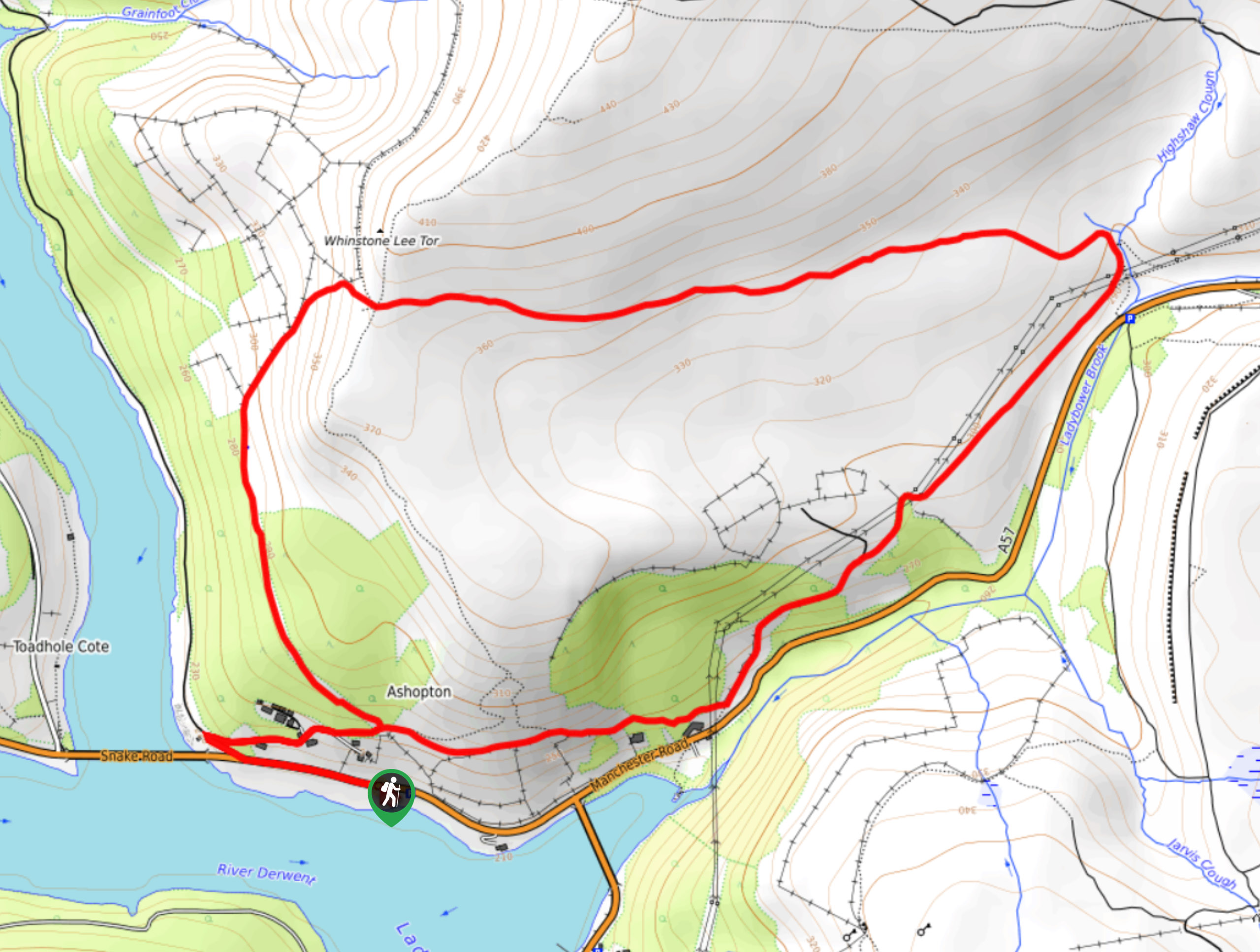Ladybower and Lead Hill Walk Map