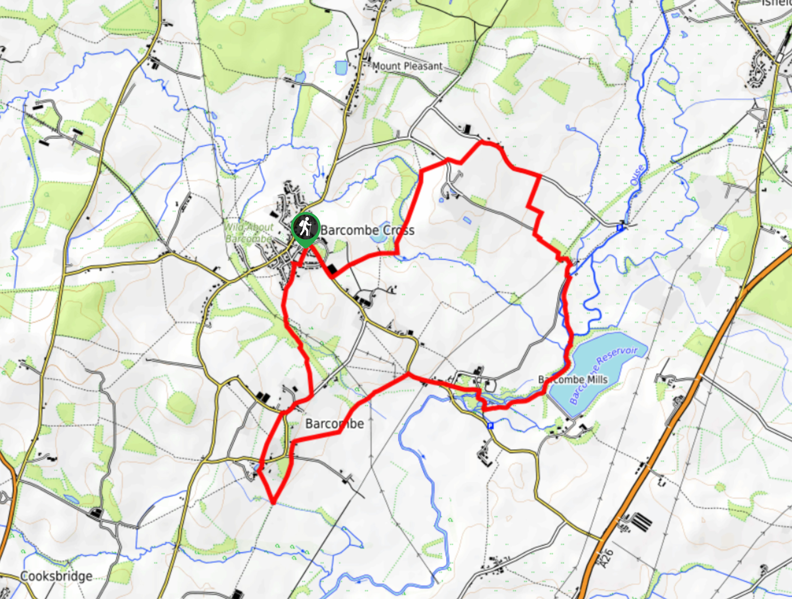 Barcombe Cross and Mills Walk Map