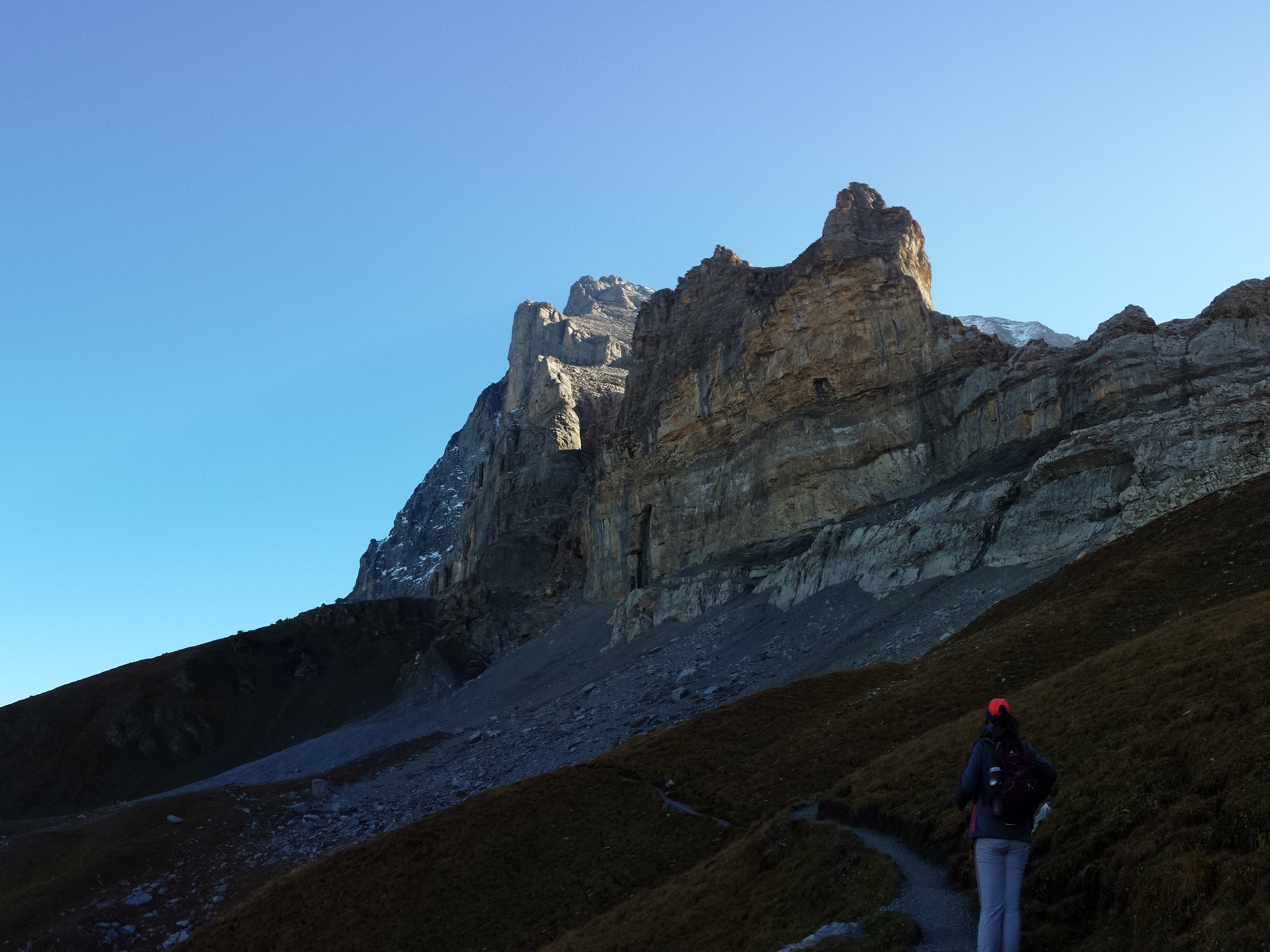 Sharp peaks in Swiss Alps, along the route