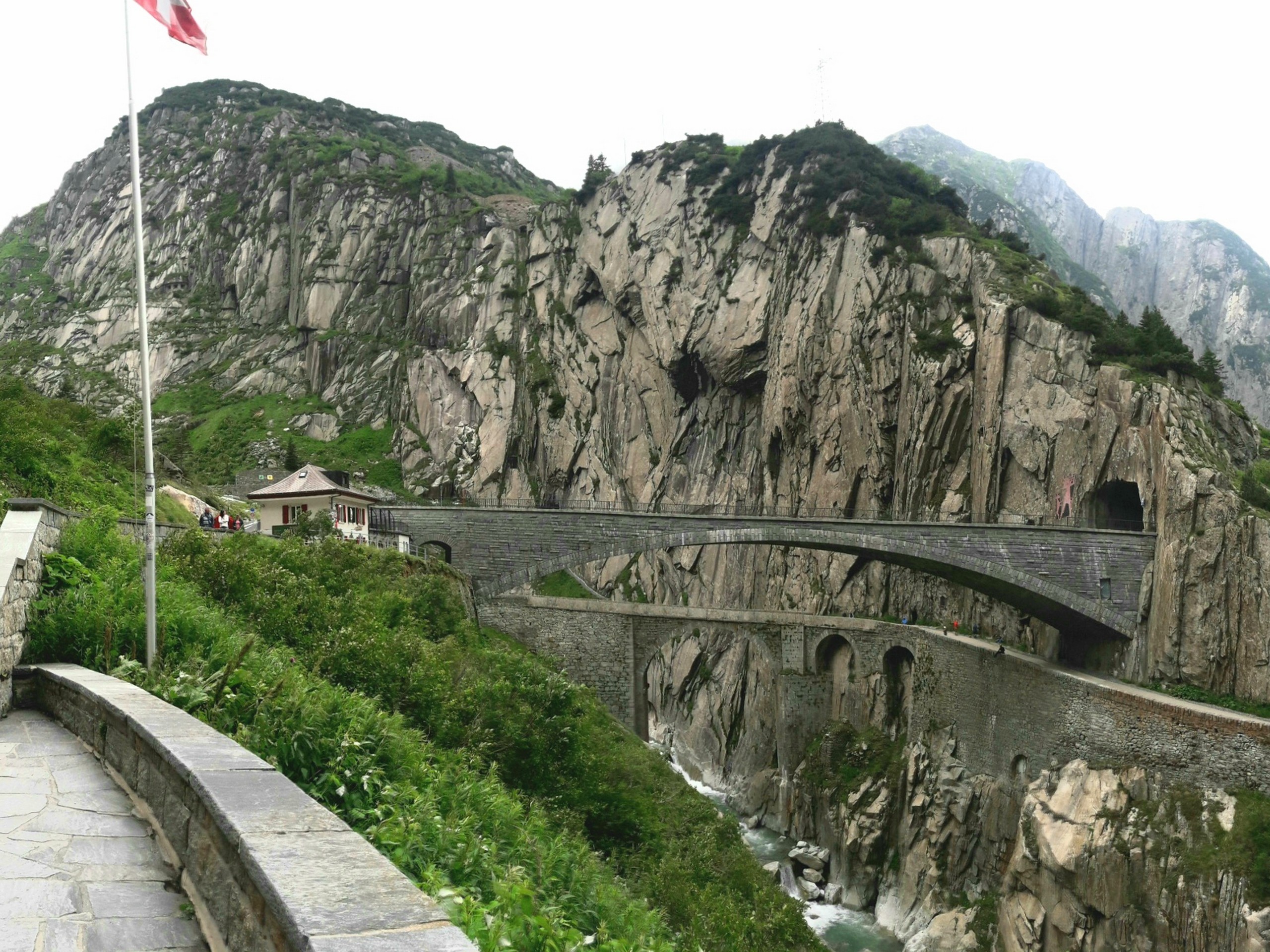 Approaching the bridge over the gorge from Andermatt to Goschenen