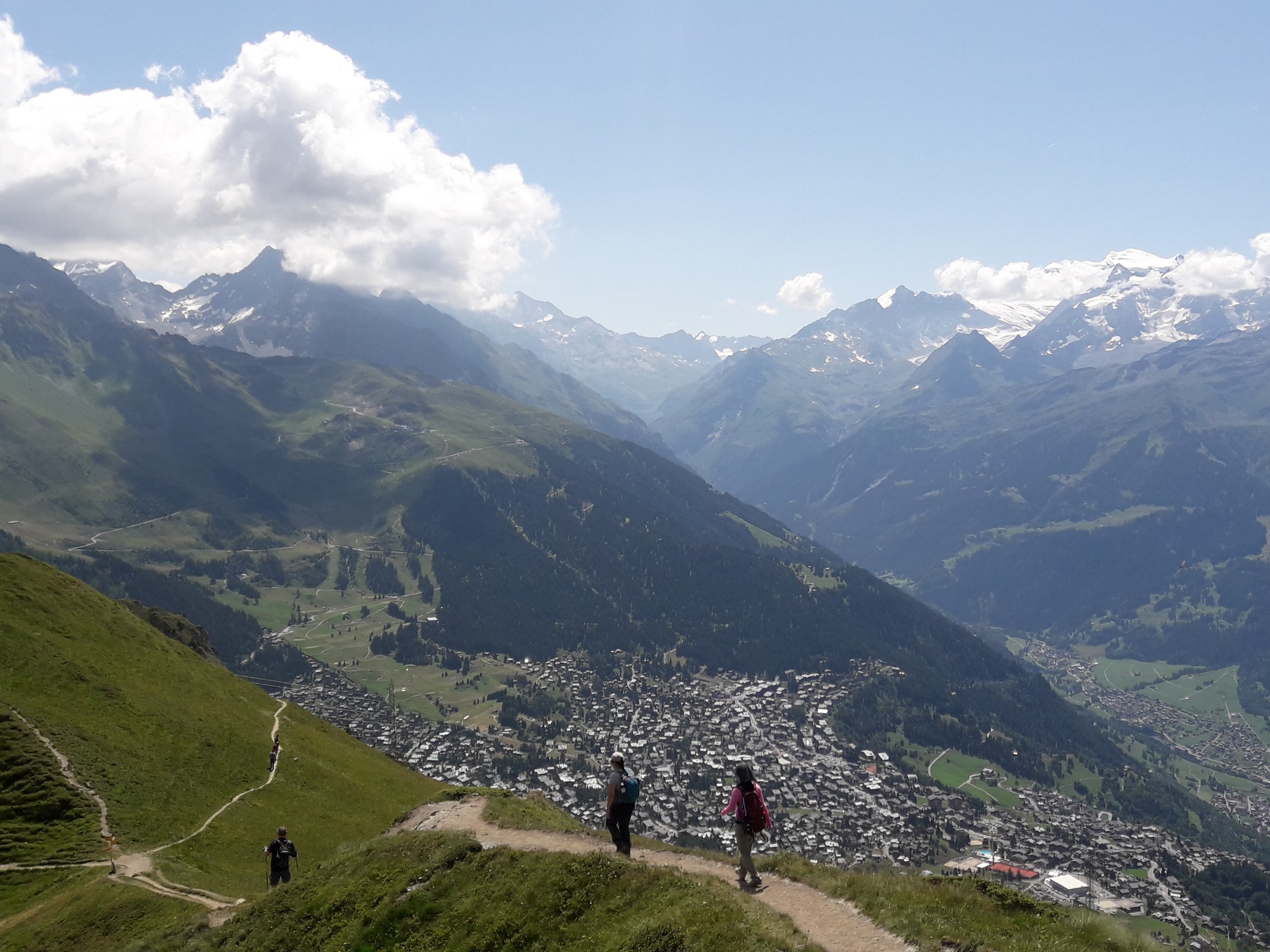 Looking down to the valley from the route to the top of Pierre Avoi