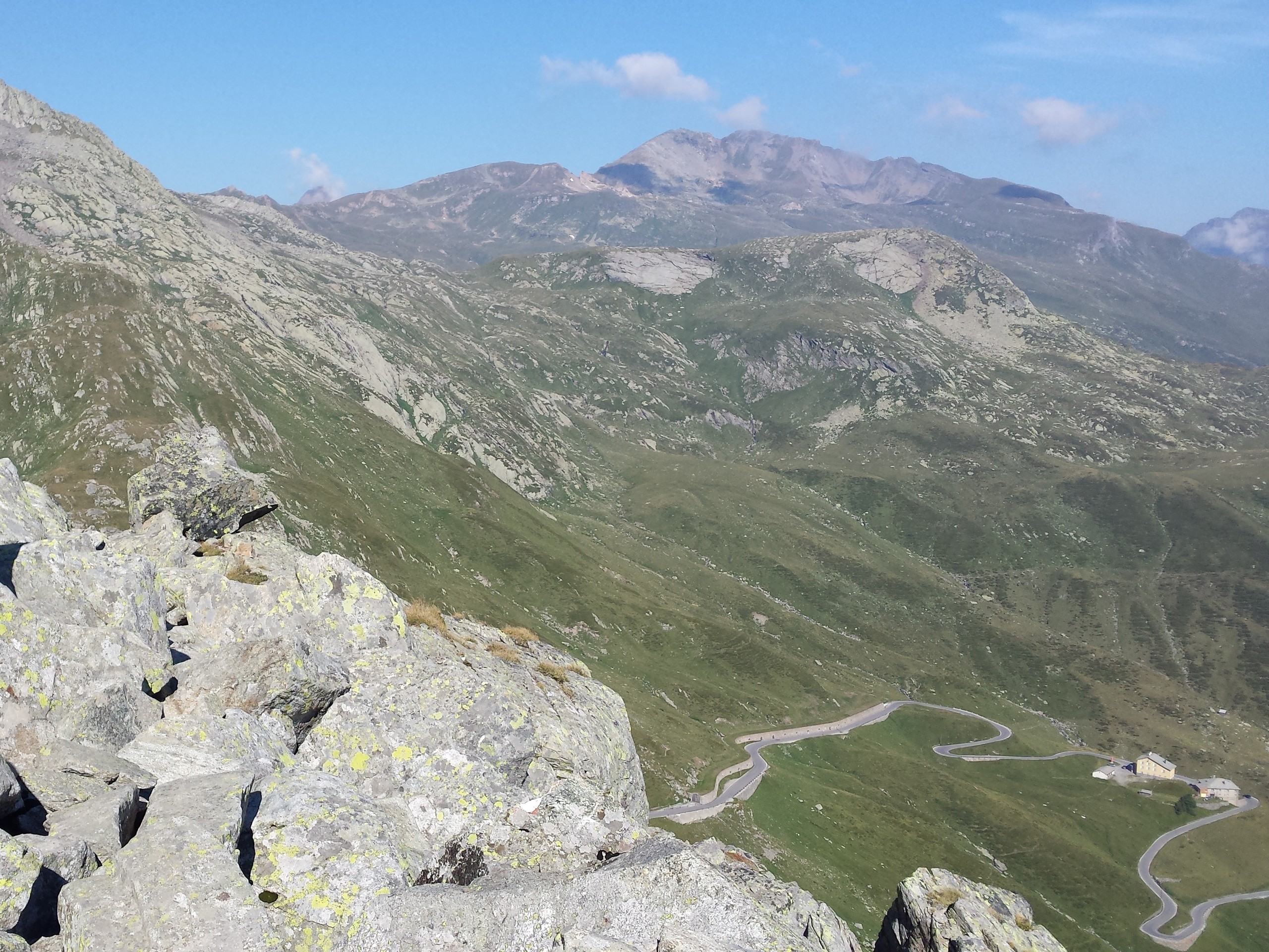 Looking down on the serpentine road near Italy and Swiss border