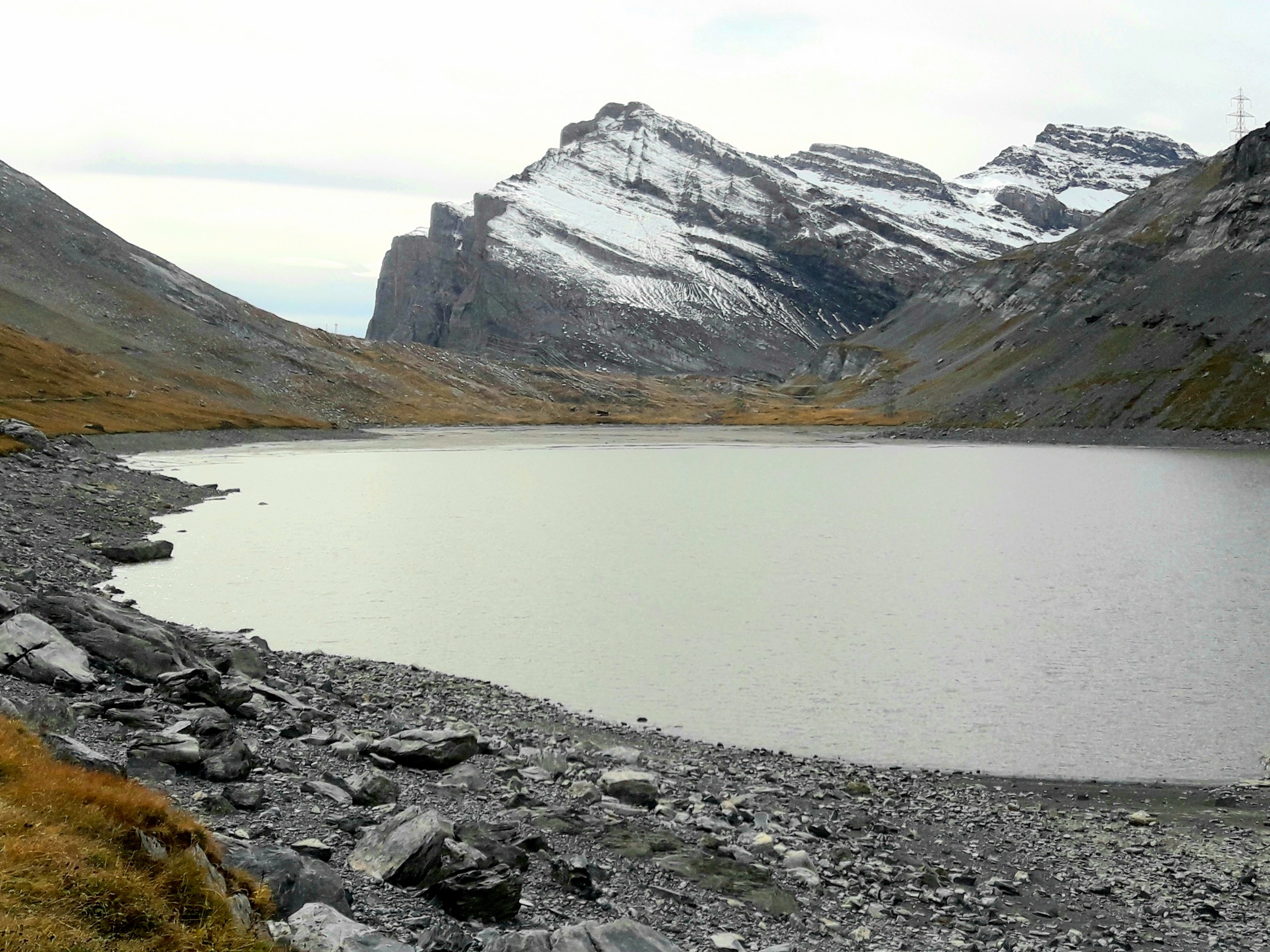 Cloudy day near Daubensee in Swiss Alps