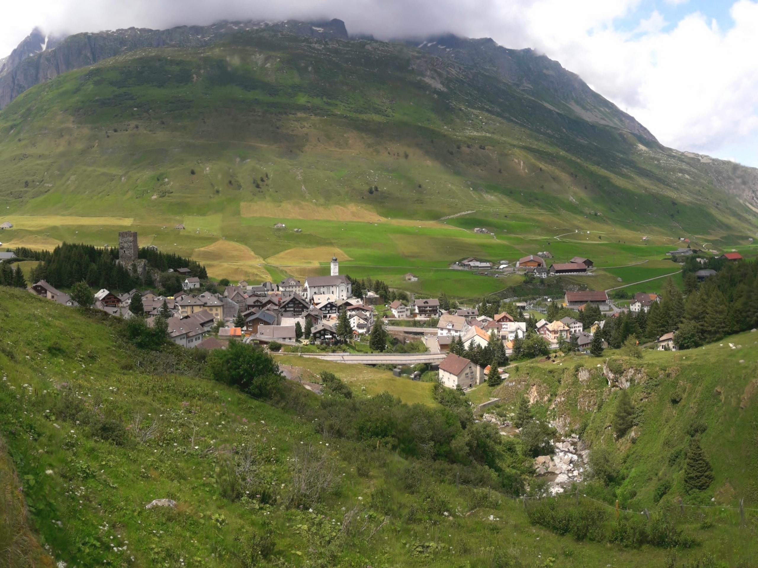 Small Swiss village in the mountains