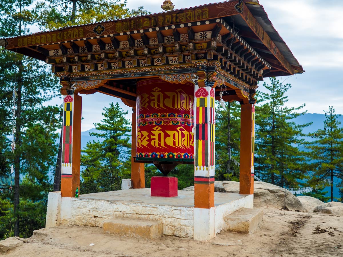 Prayer wheel in buddhist temple