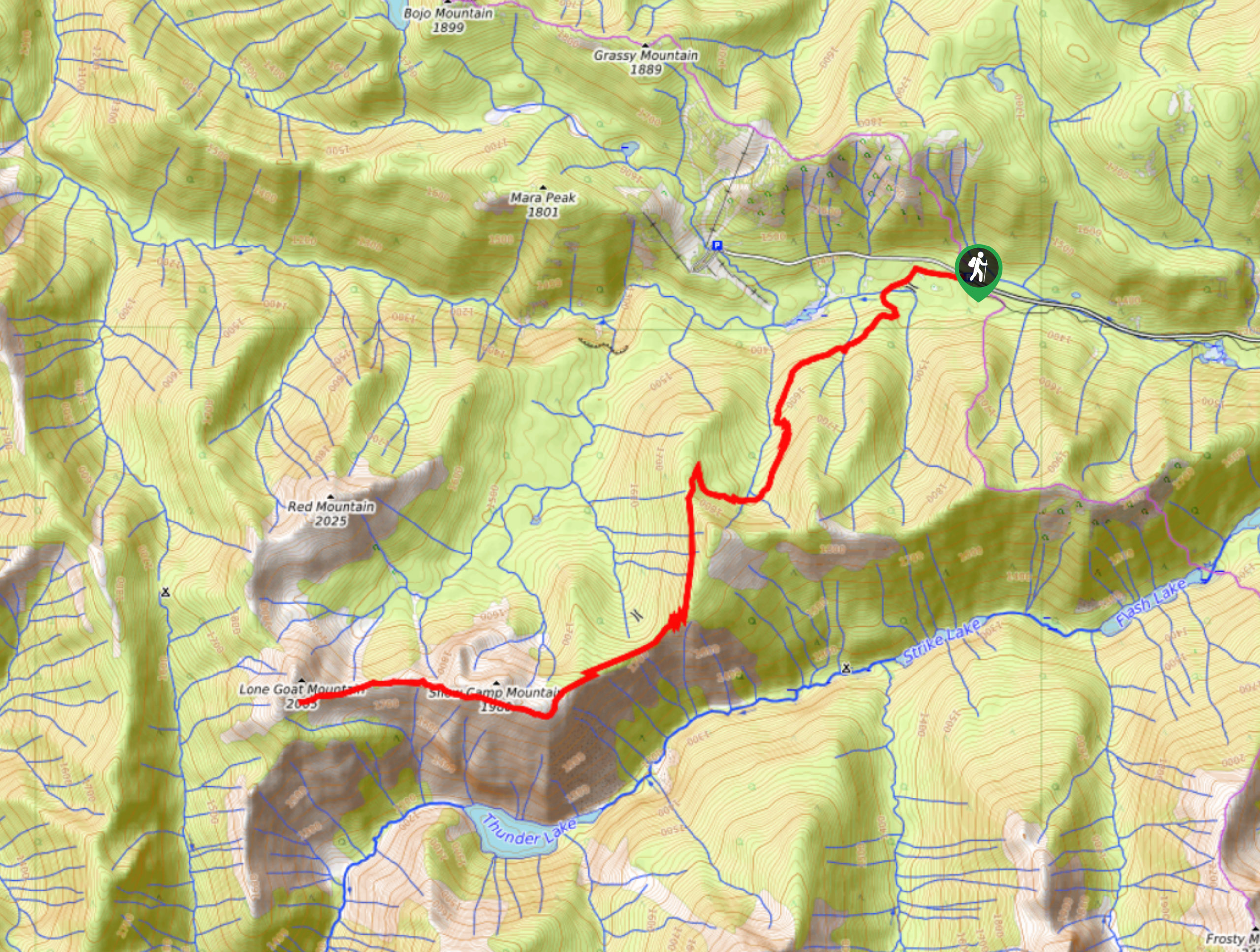 Lone Goat and Snow Camp Mountain Trail Map