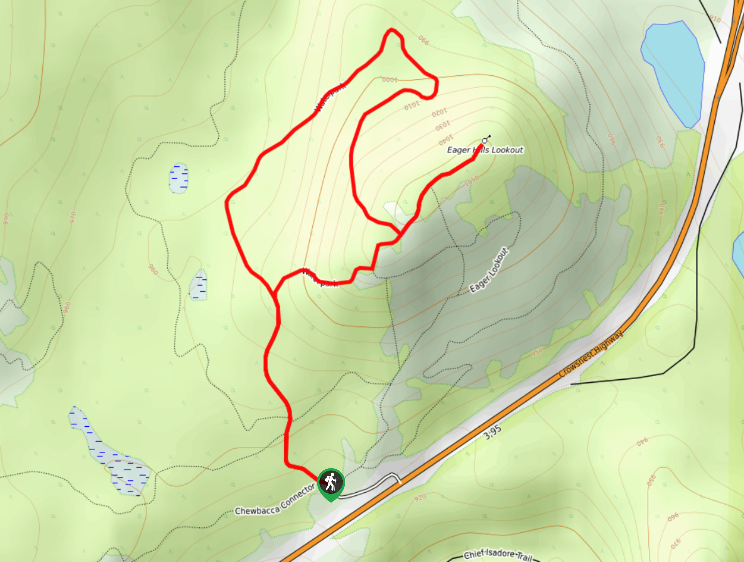 Eager Hill via Waterpark Trail Map
