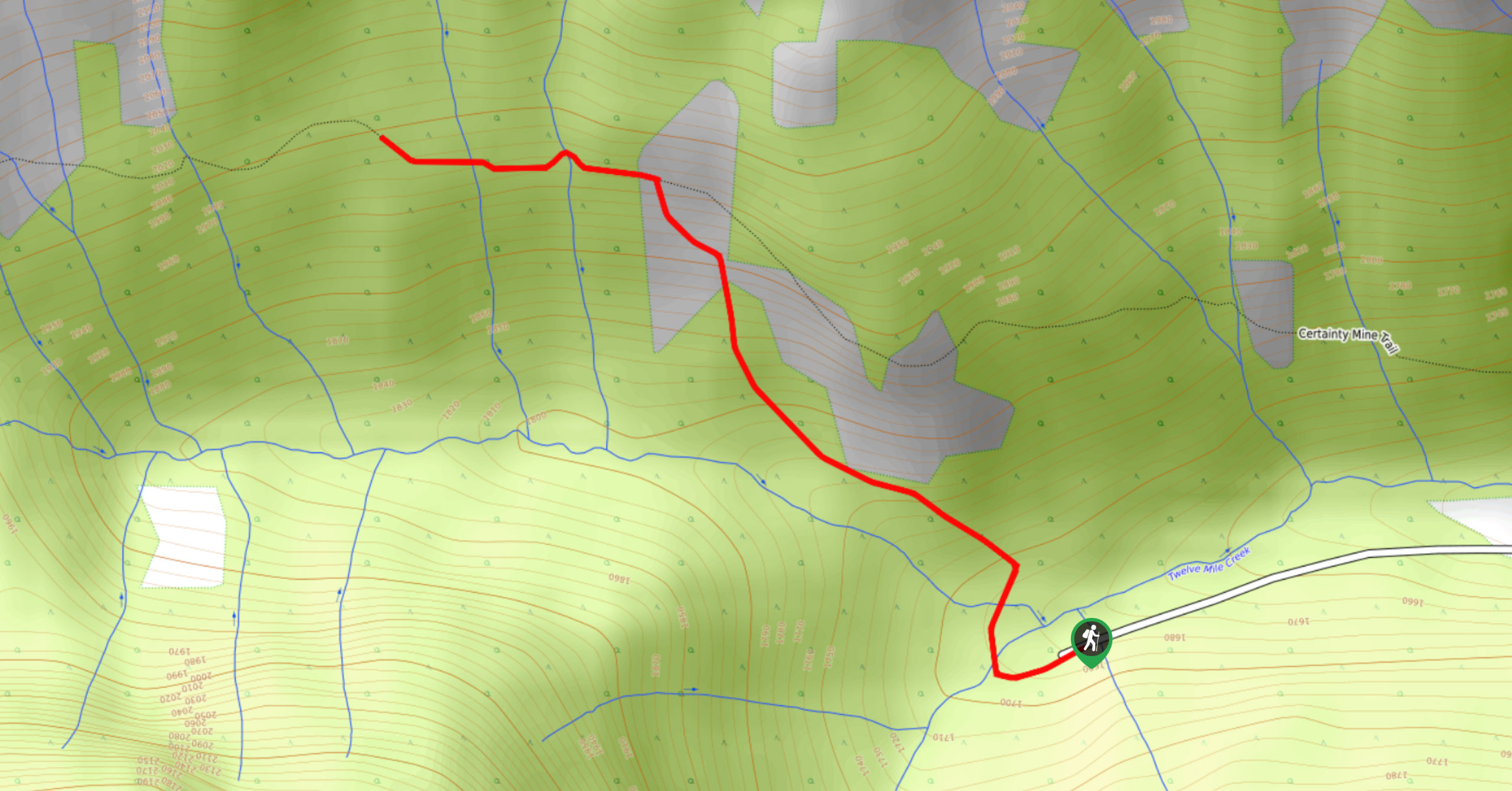 Upper Certainty Mine Trail Map