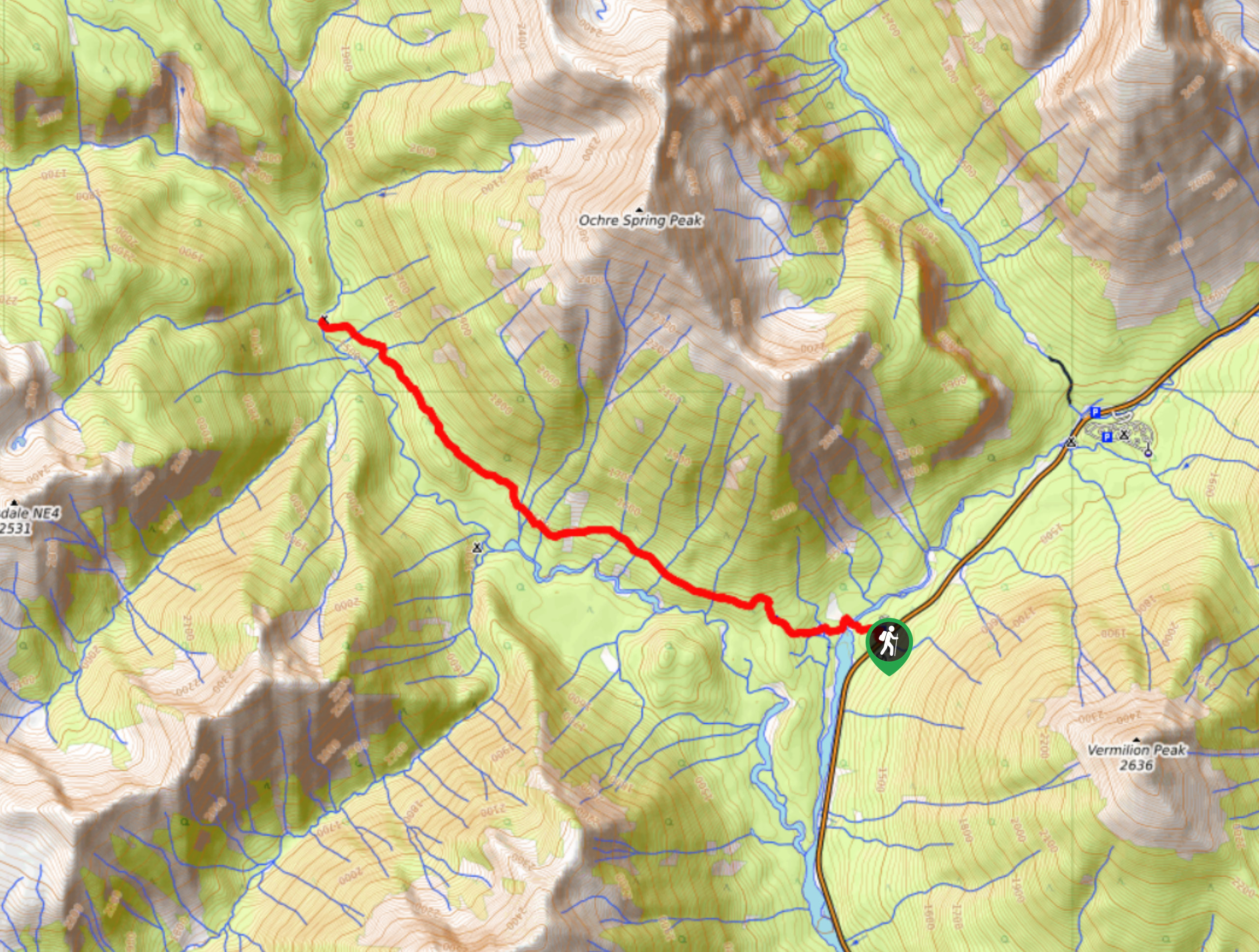 Helmet Falls Trail to Ochre Junction Map