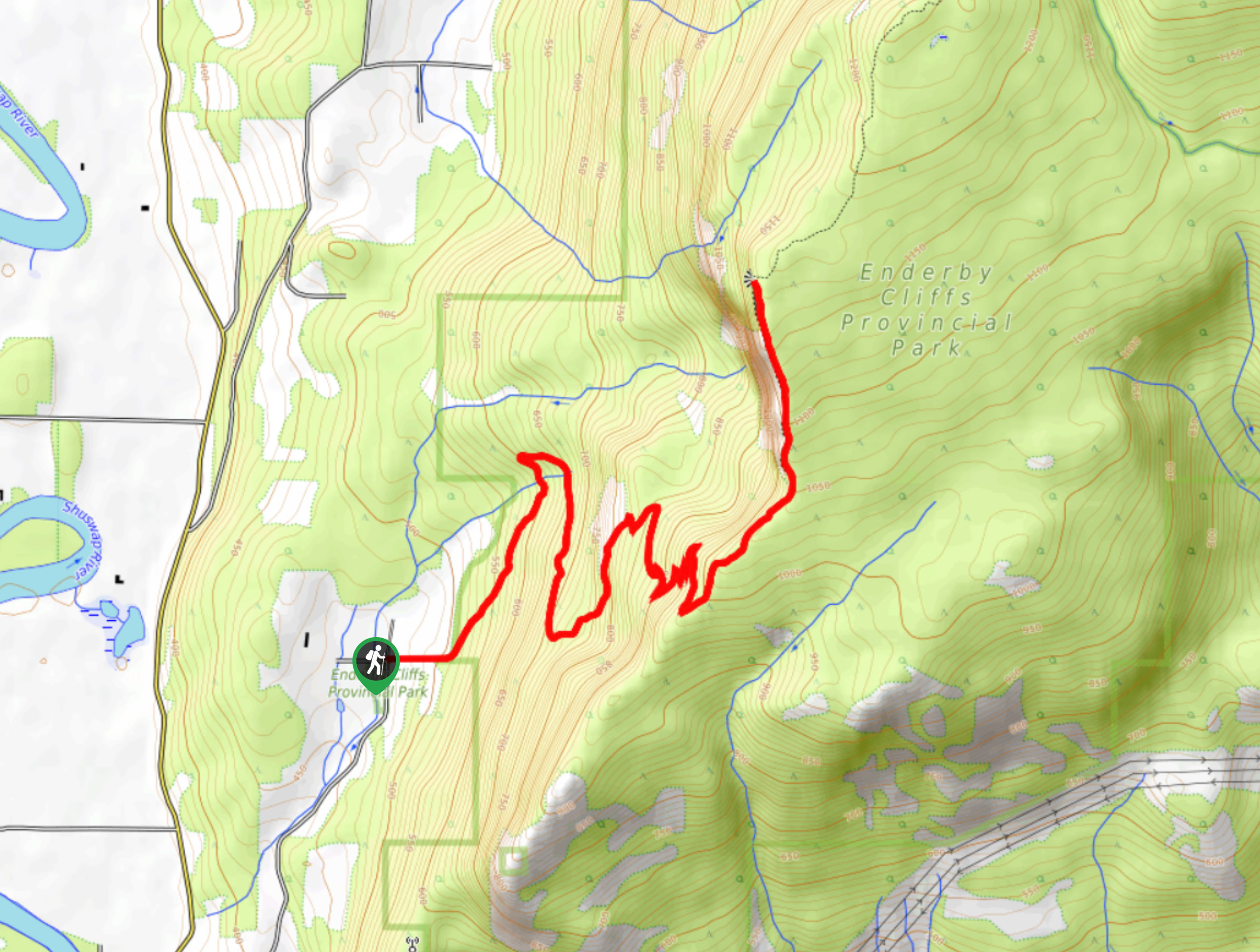 Enderby Cliffs Trail Map