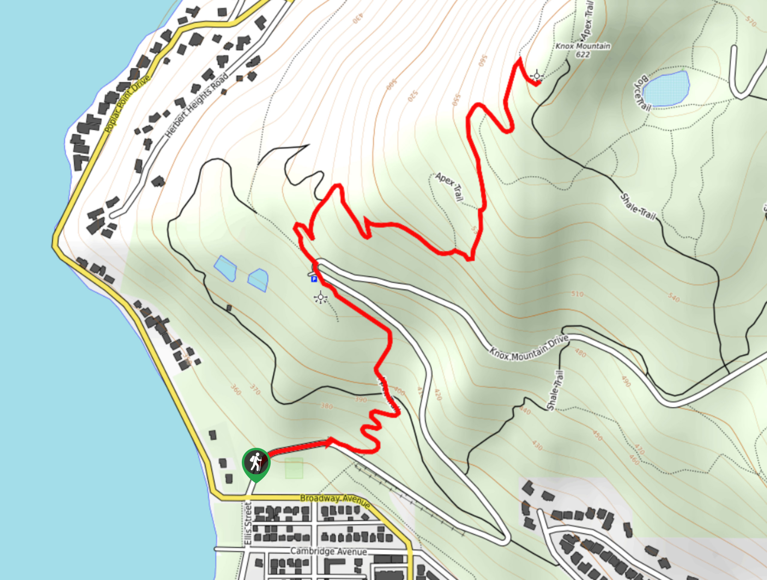 Knox Mountain via Apex Trail Map