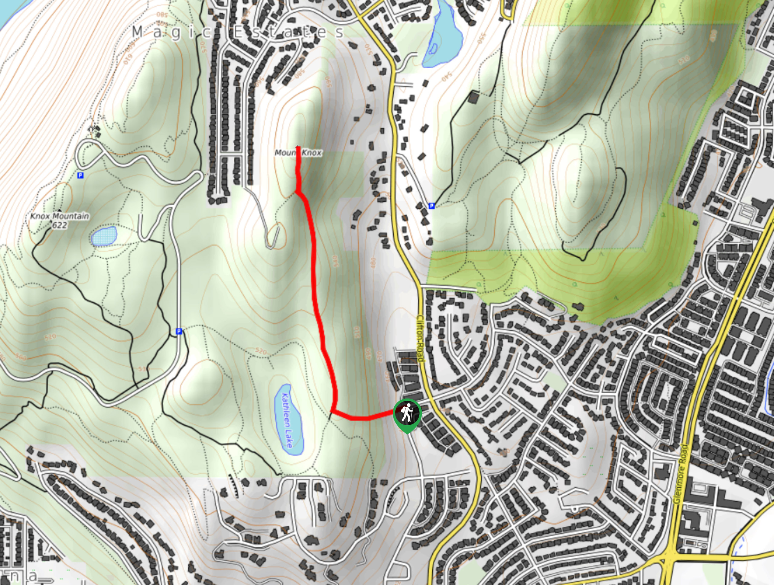 Mount Knox Summit Hike Map