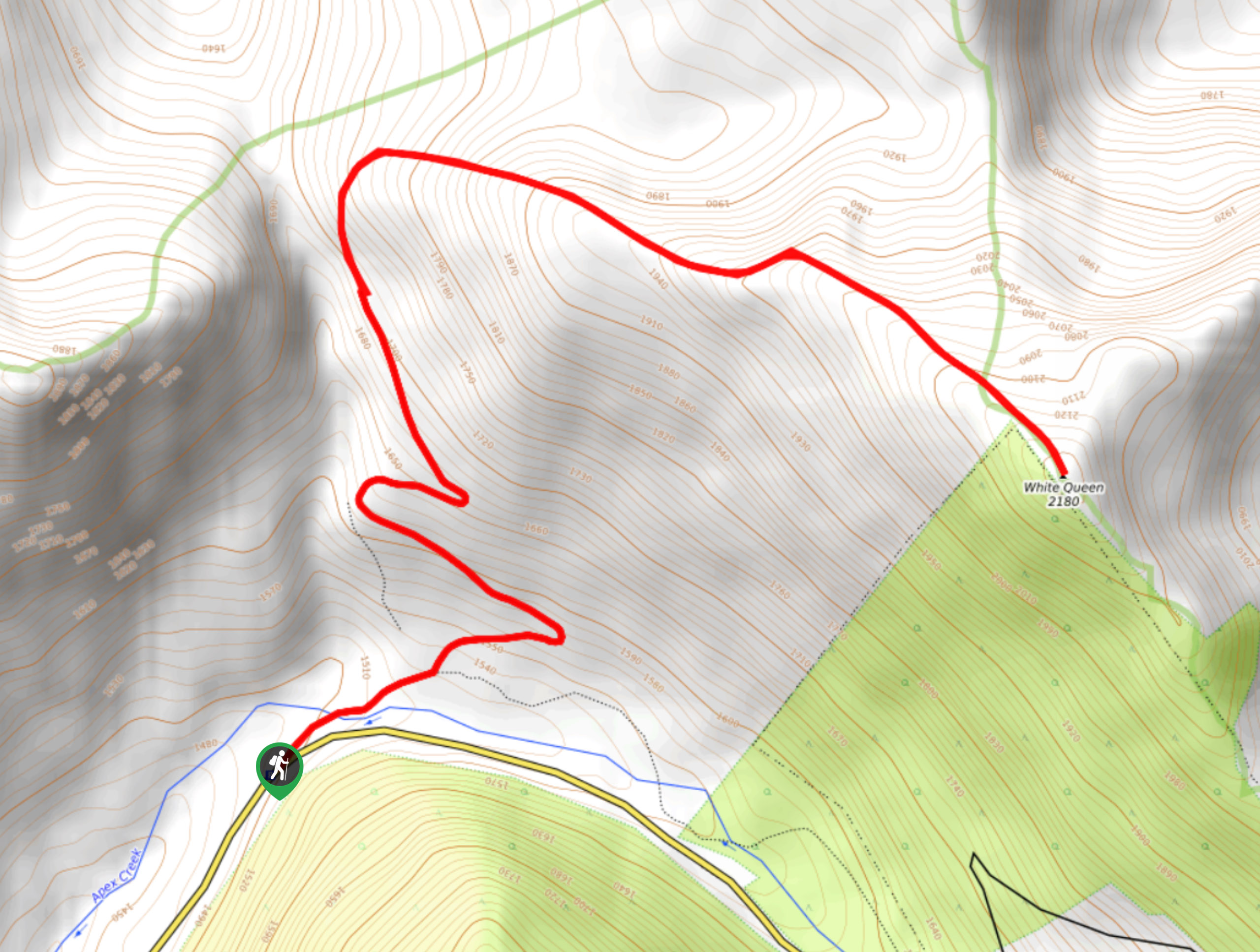 White Queen Hike Map