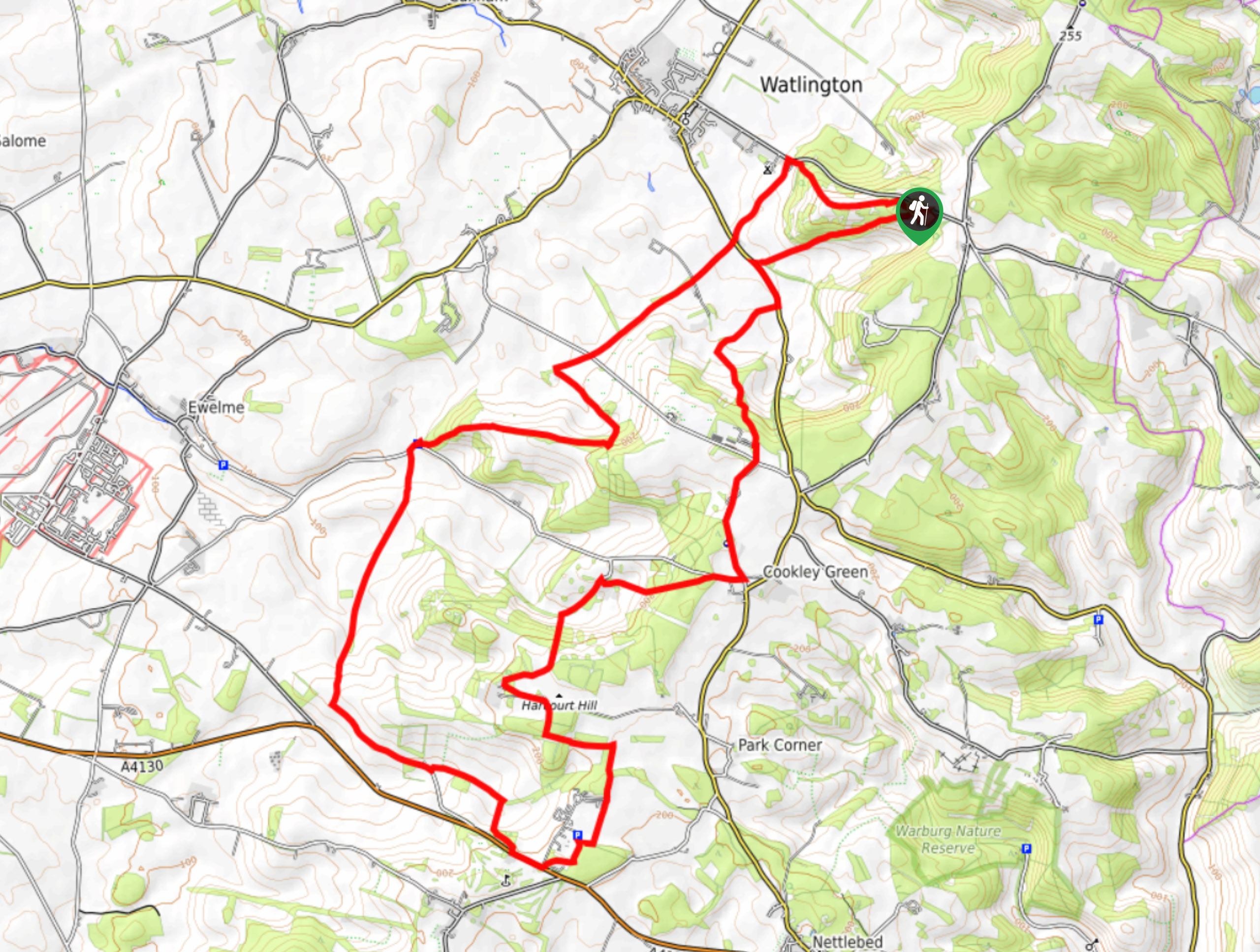 Watlington Hill and Cookley Green Circular Map