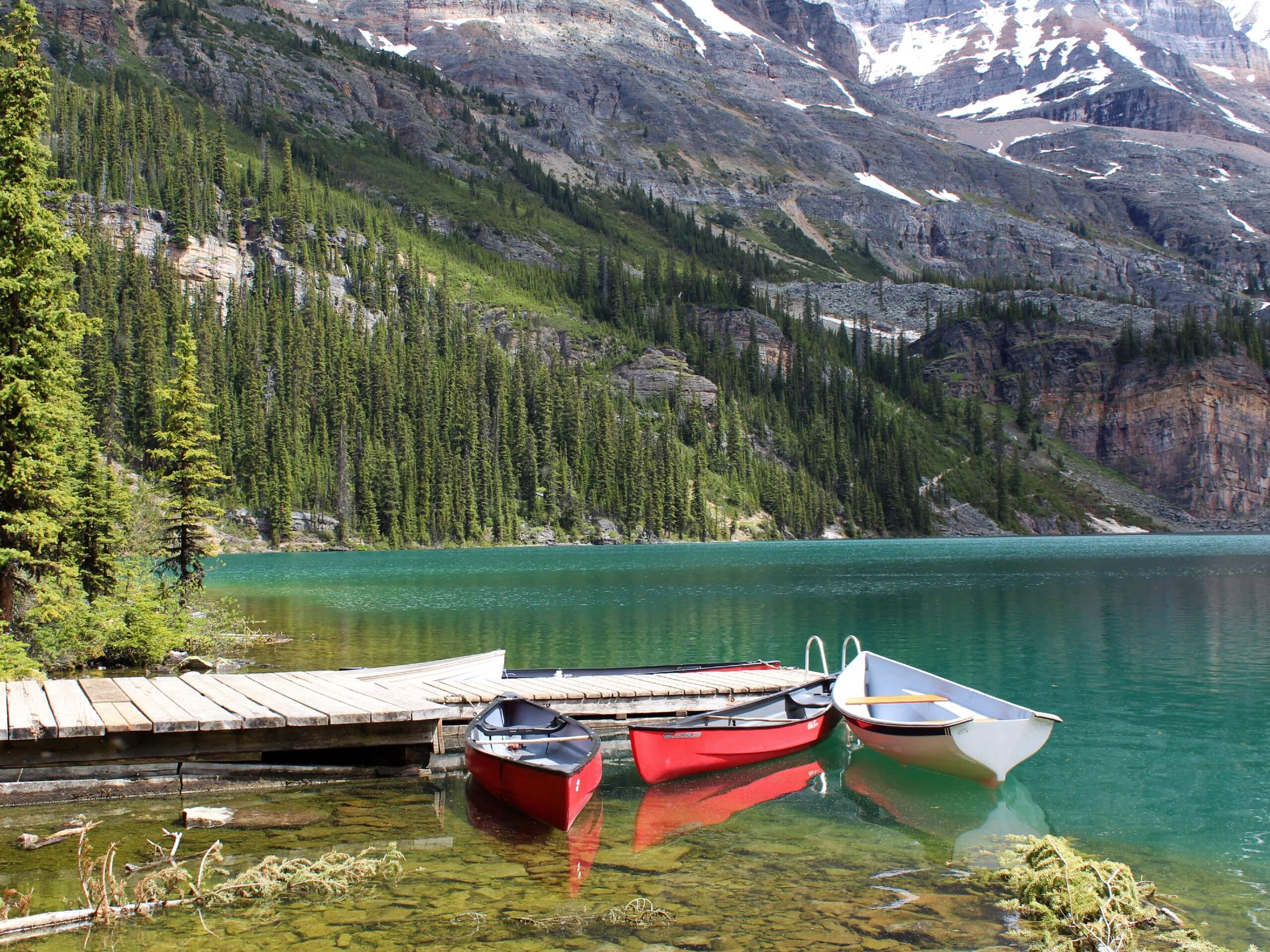 Red boats at Lake O'Hara