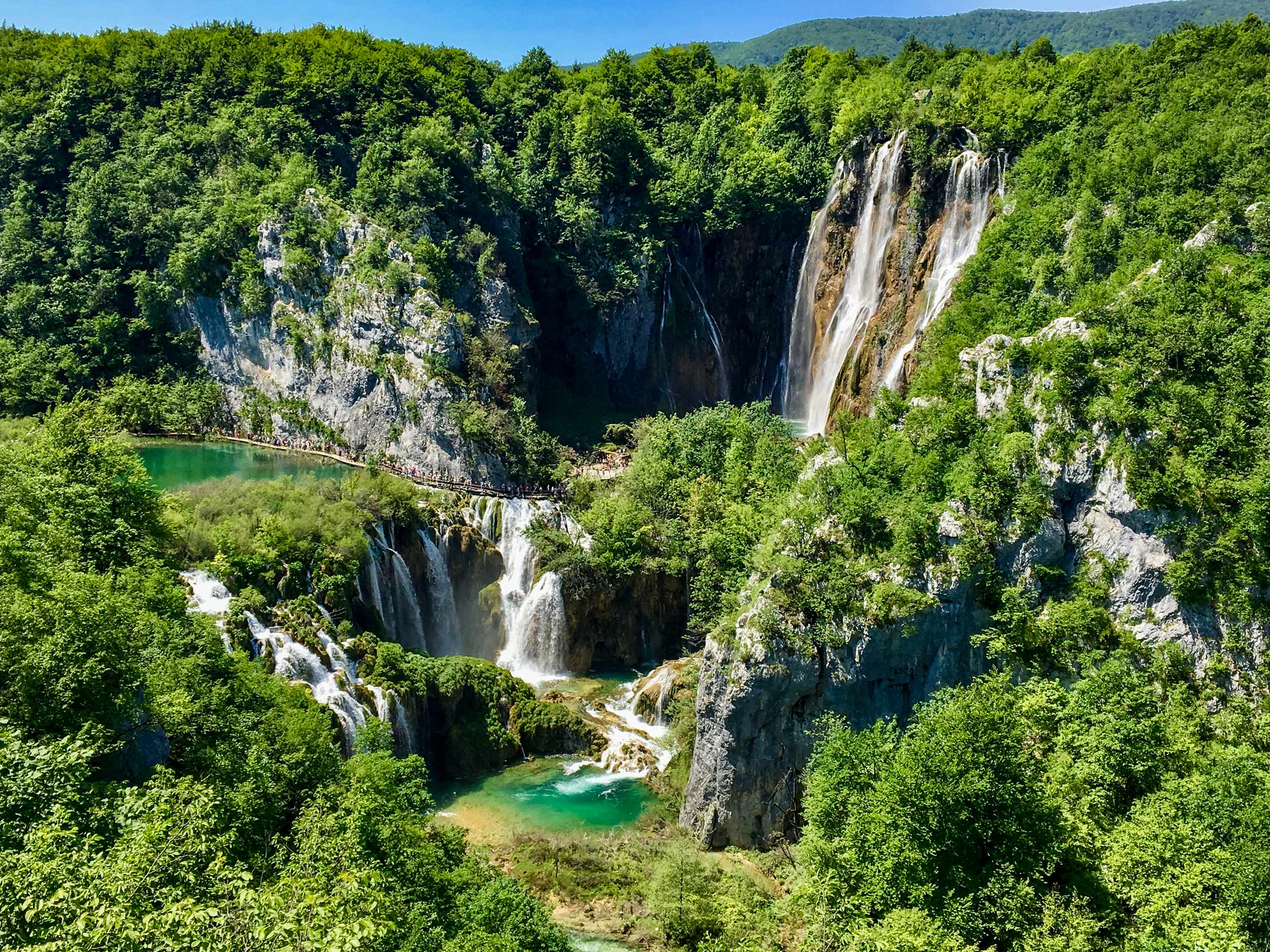 Walking paths bridges through Plitvice Lakes Croatia