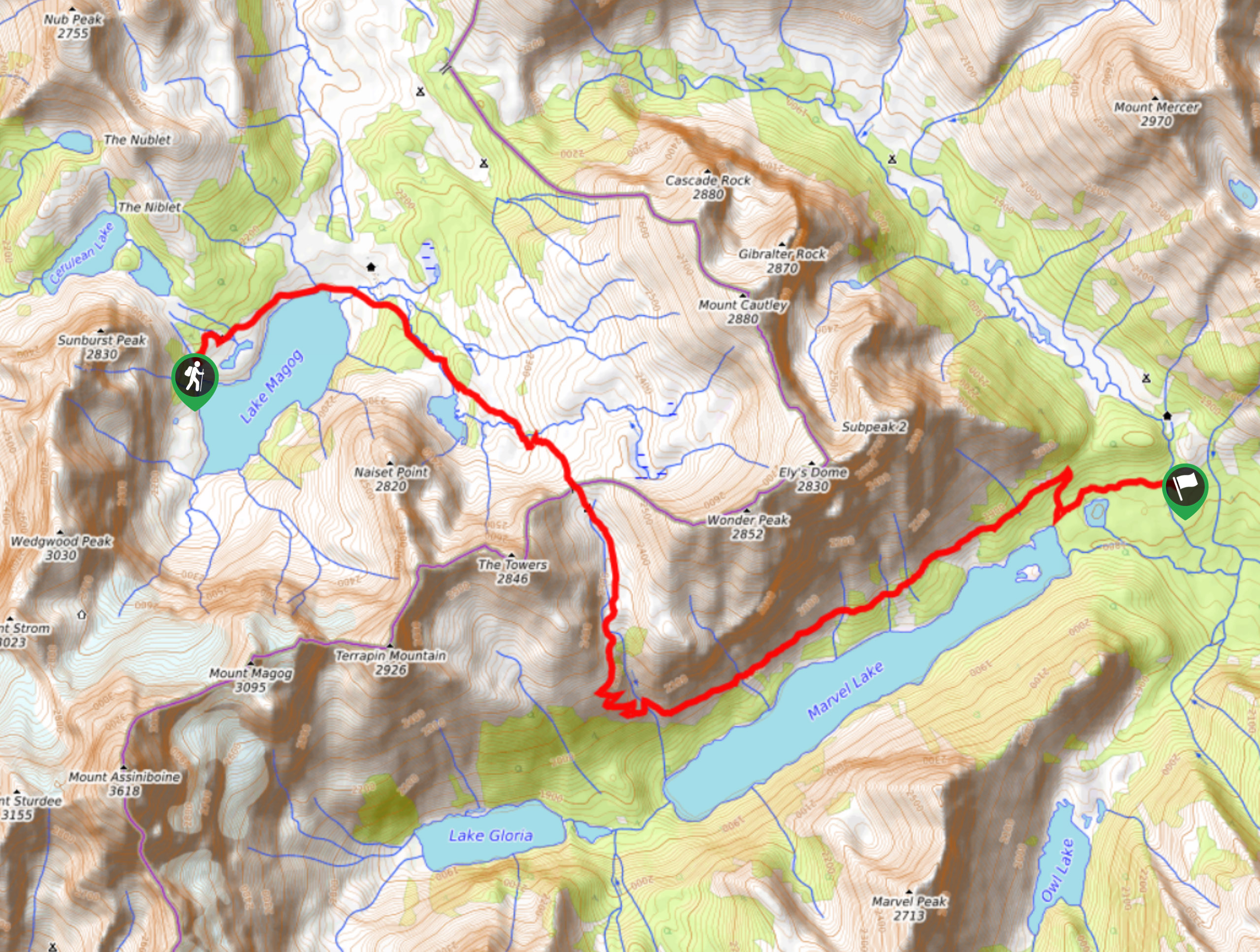 Marvel Lake Trail Map