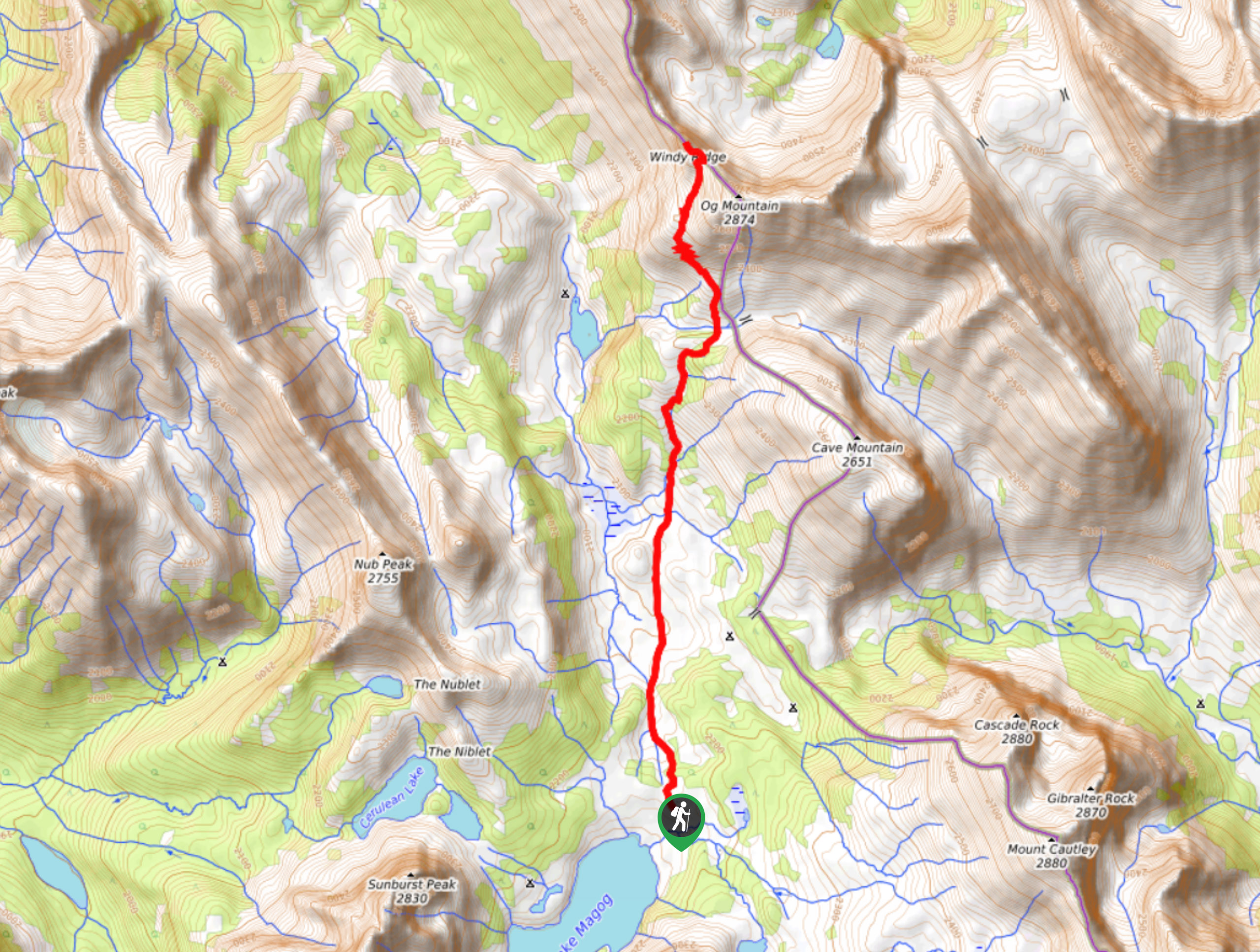 Windy Ridge Hike Map