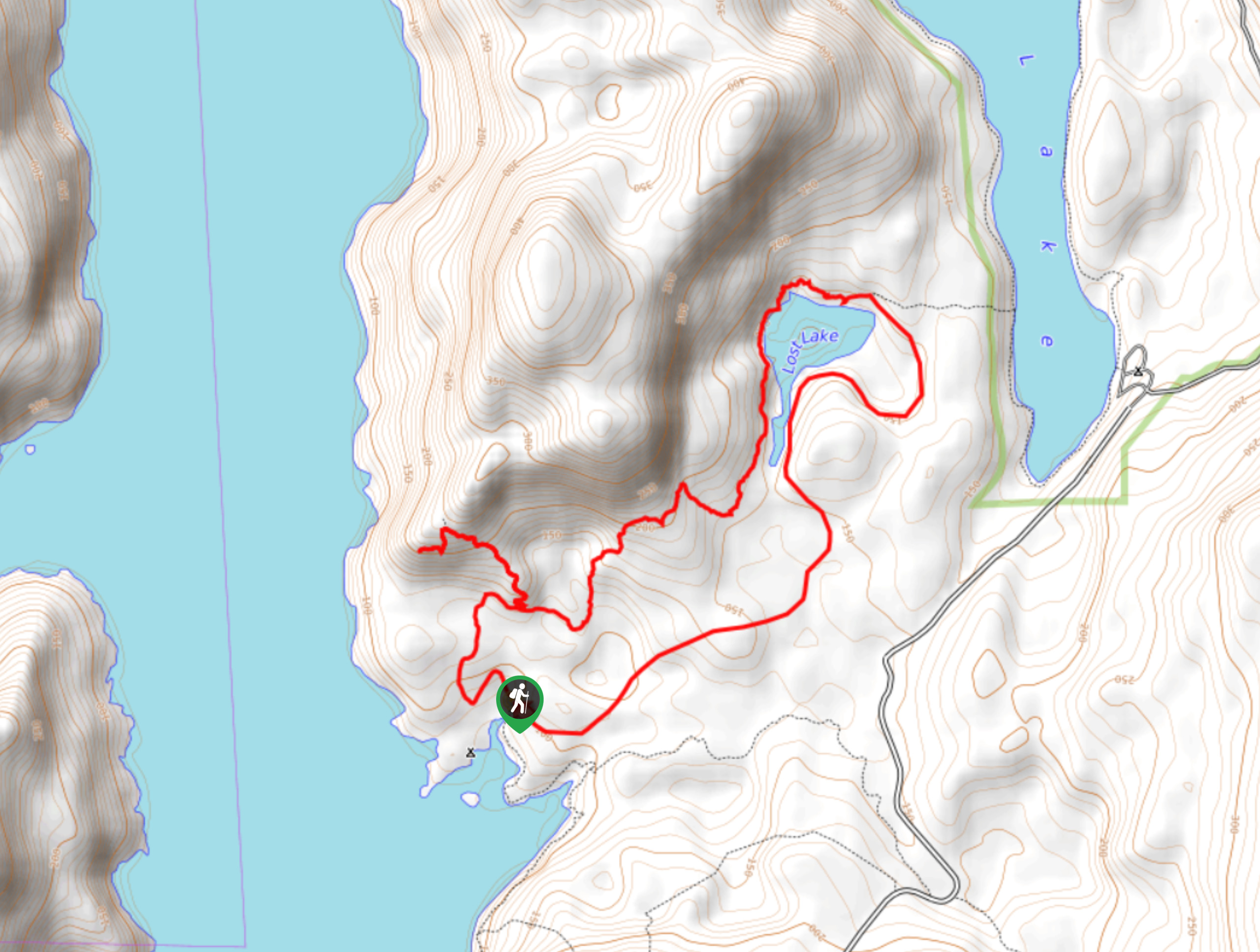 Haywire Bay to Lost Lake Hike Map