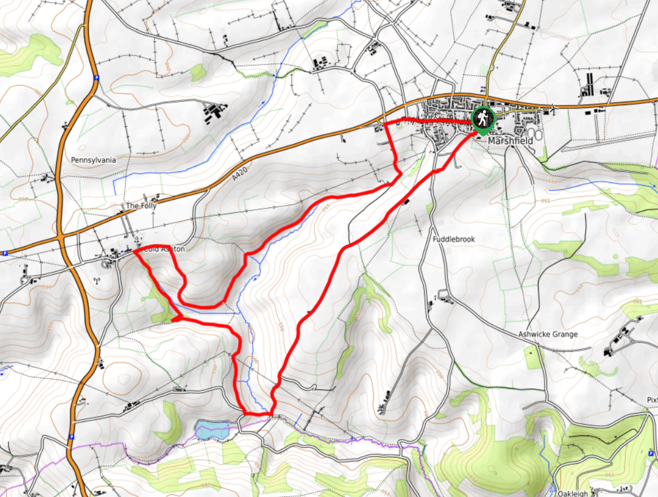 Marshfield to Cold Ashton Walk Map