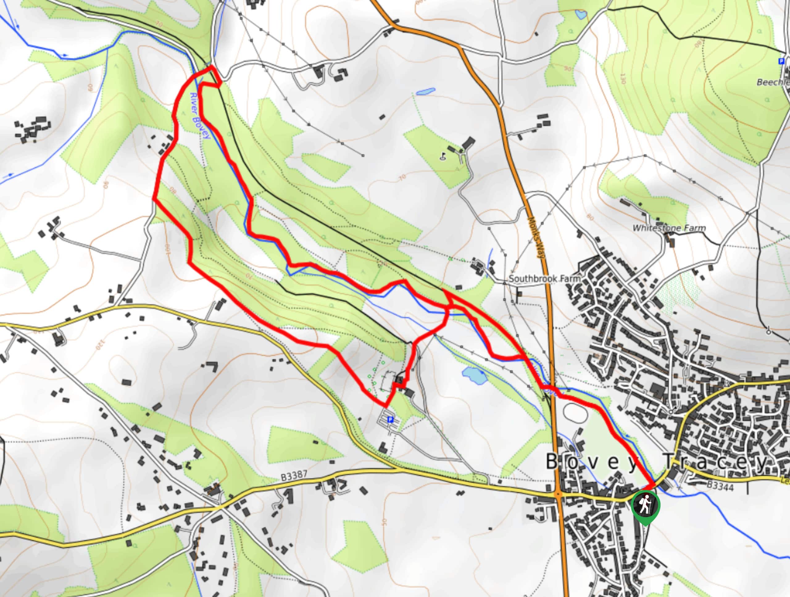 Bovey Tracey and Parke Estate Circular Walk Map