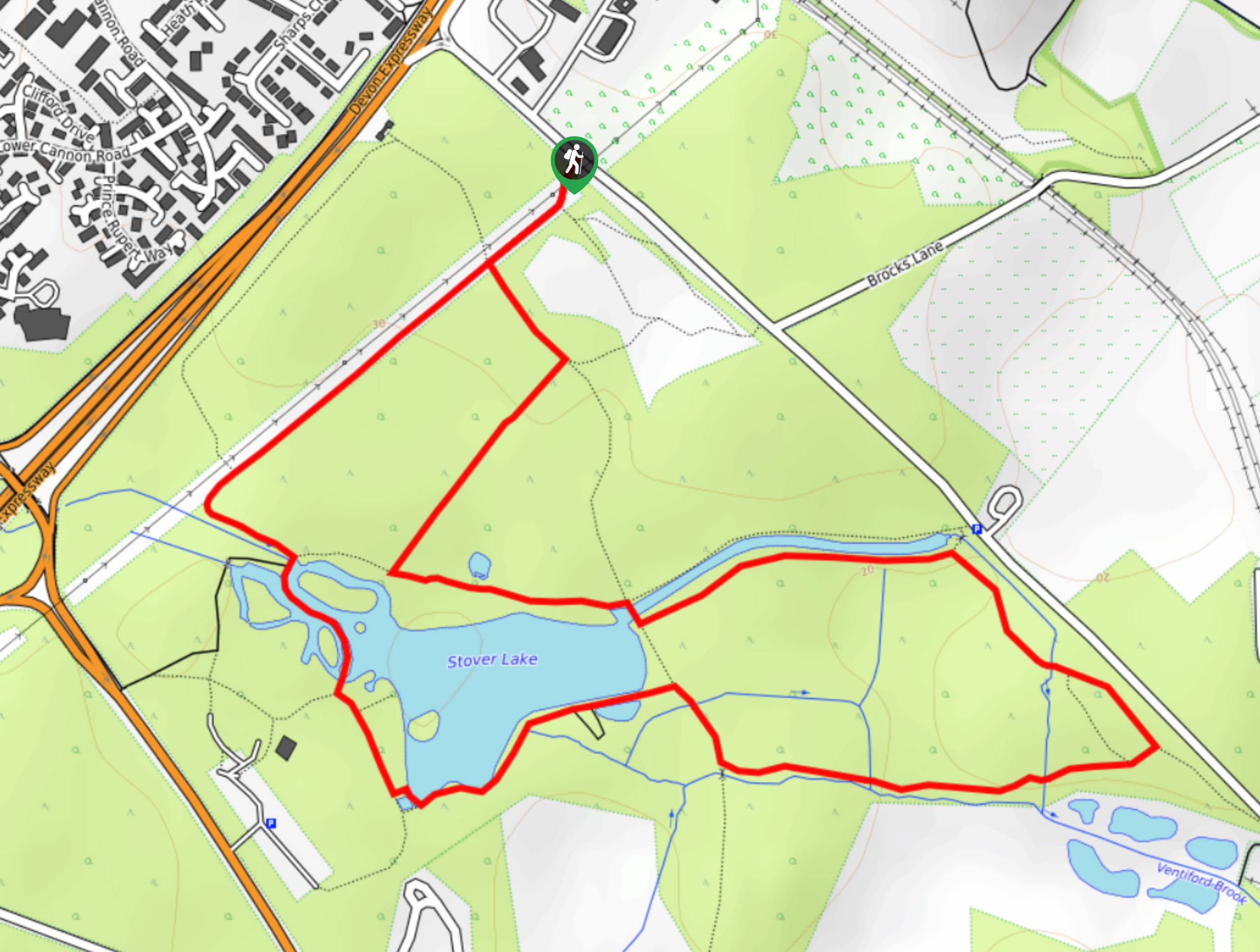 Stover Lake Circular Walk Map