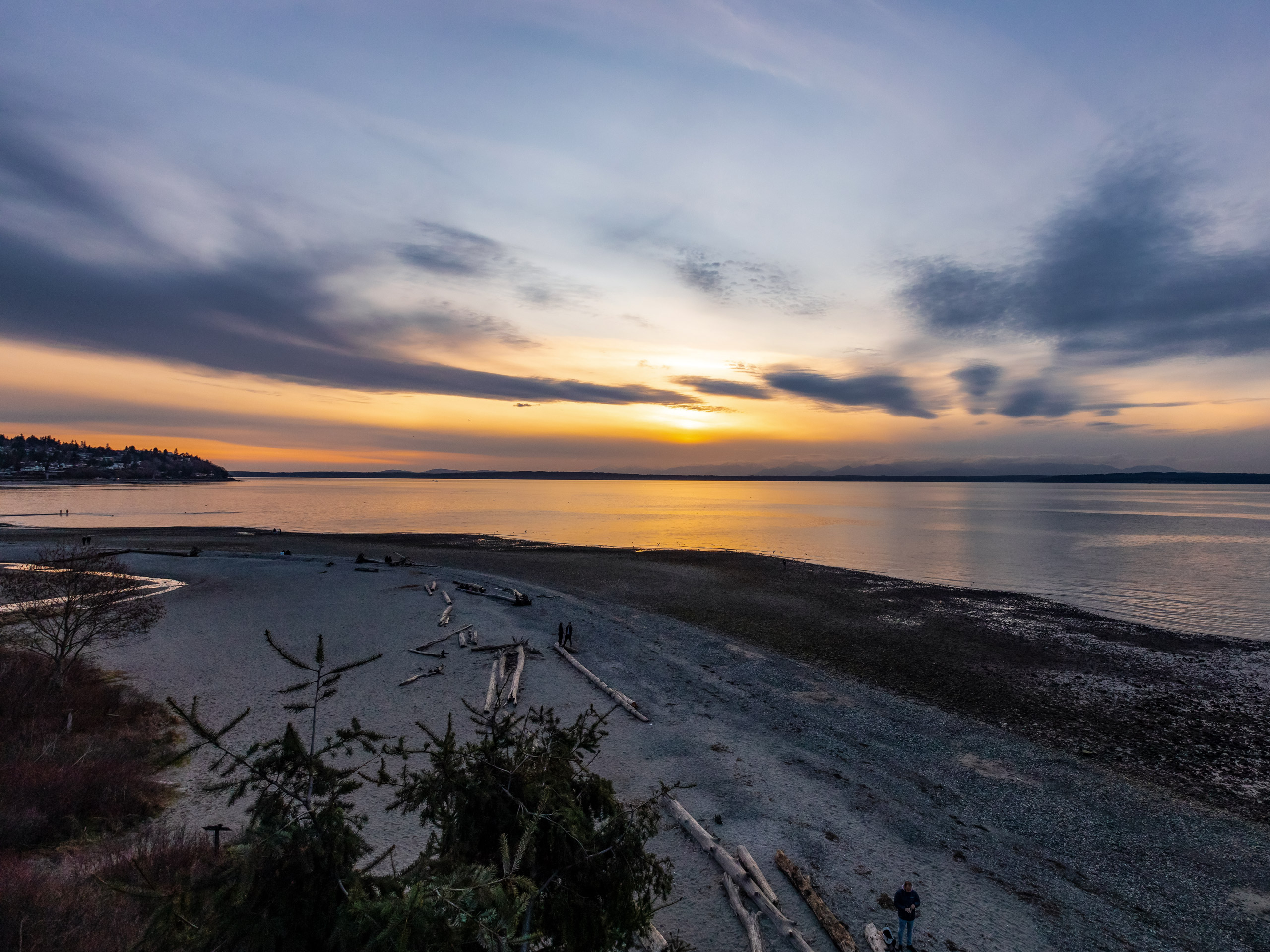 Carkeek Park at sunset in Seattle, WA