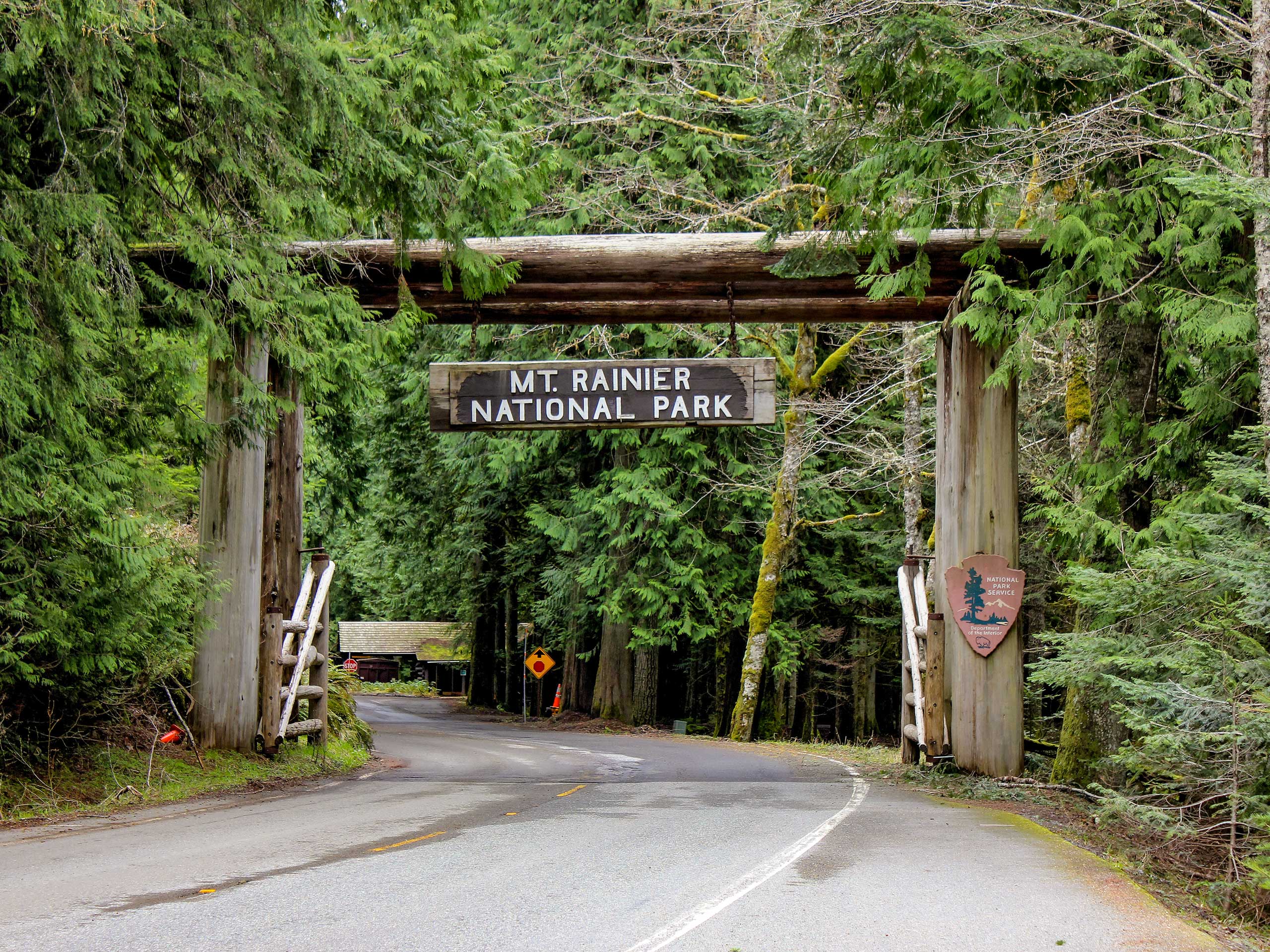 Mount Rainier National Park wooden entrance gate