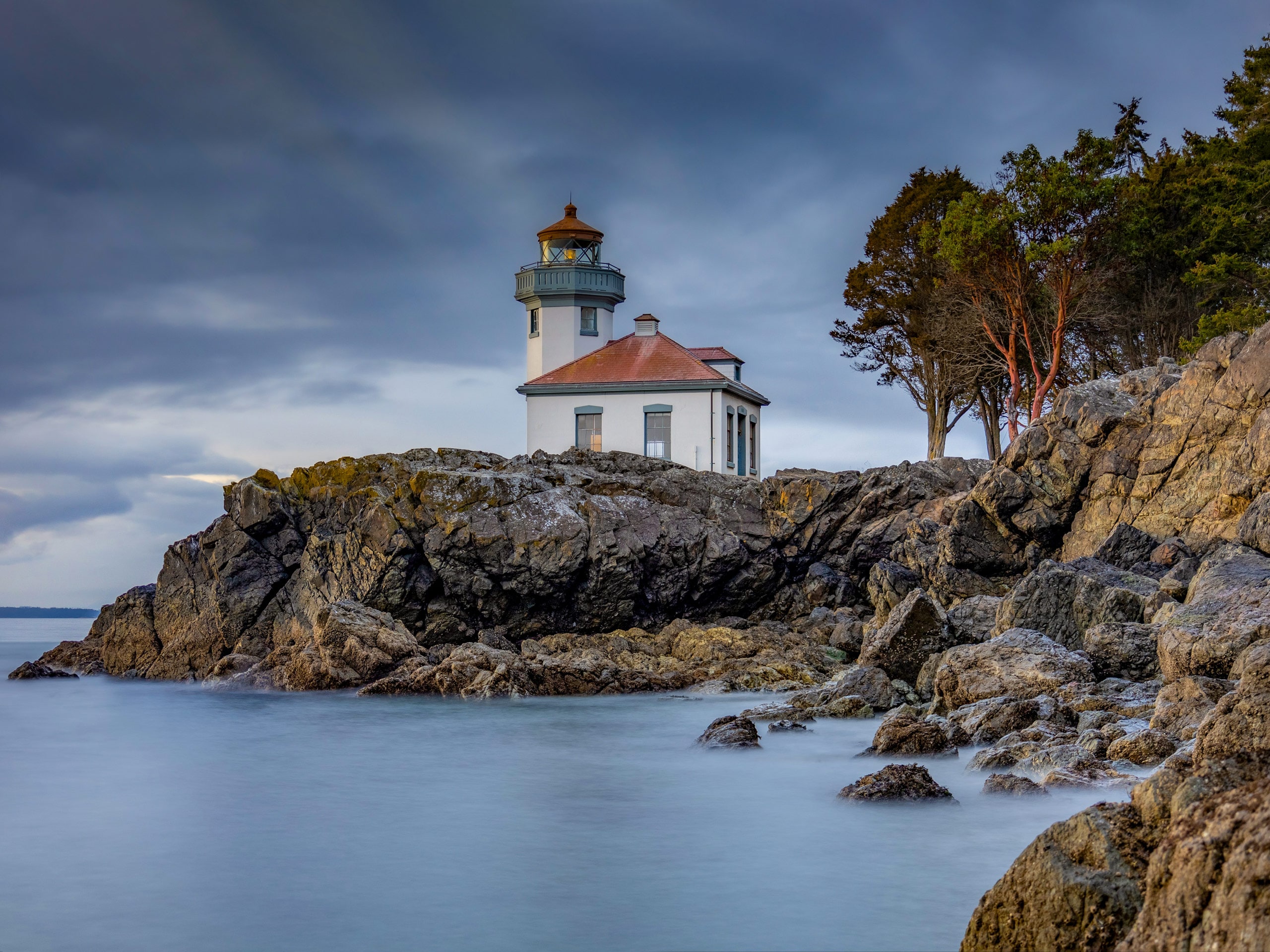 Lime Kin Lighthouse on San Juan Islands off the coast of Washington