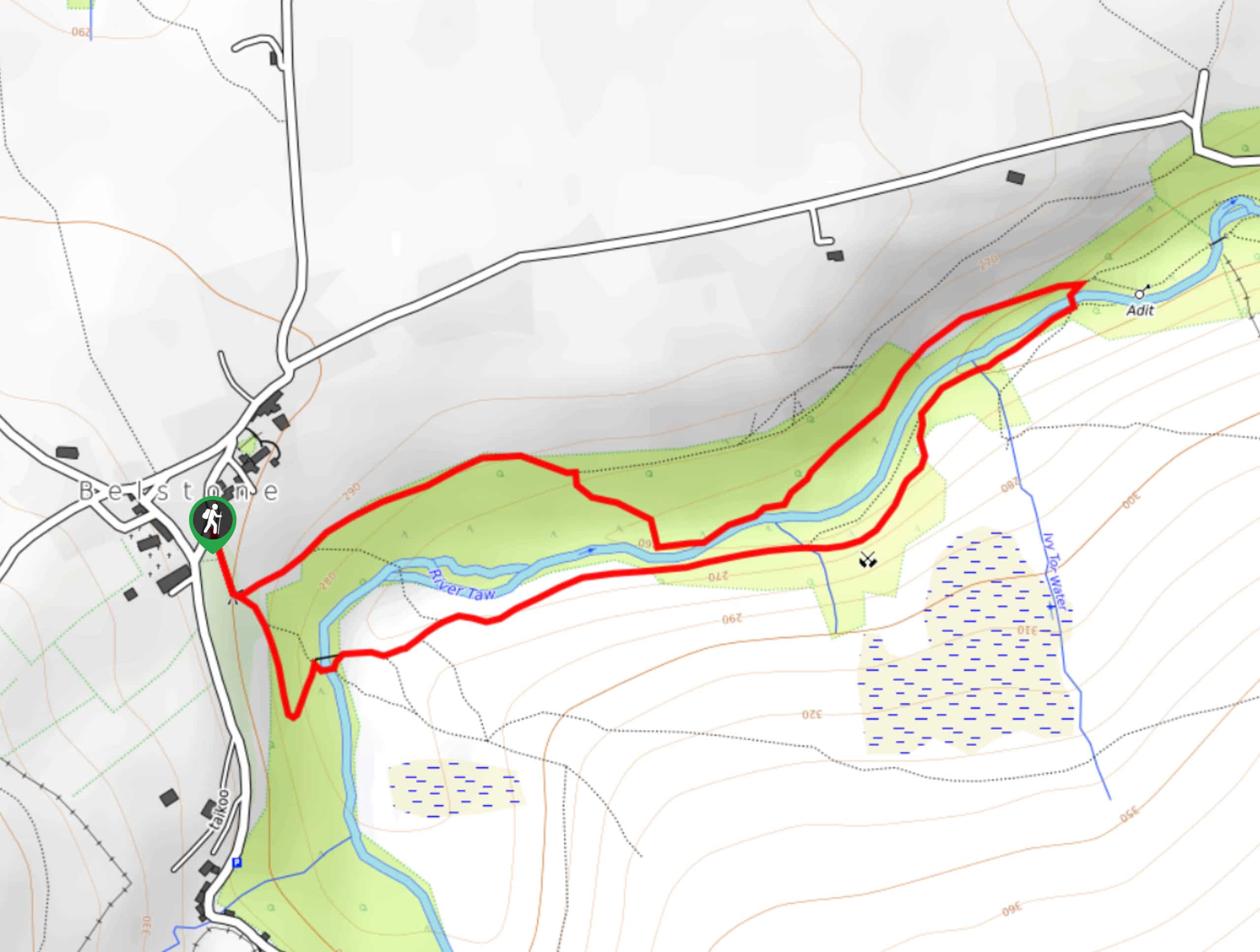 Belstone and River Taw Circular Walk Map