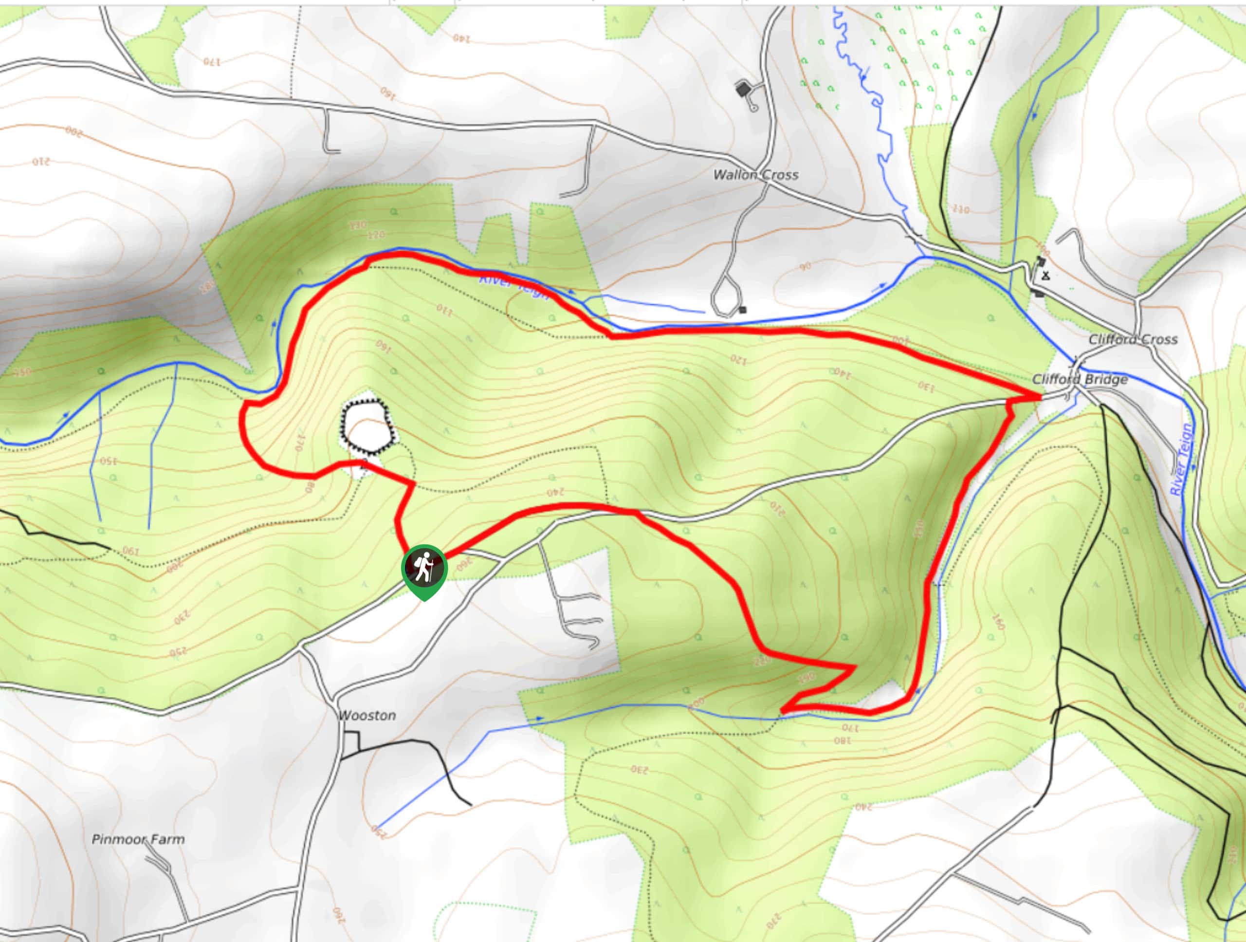 Cod Wood and River Teign Circular Walk Map