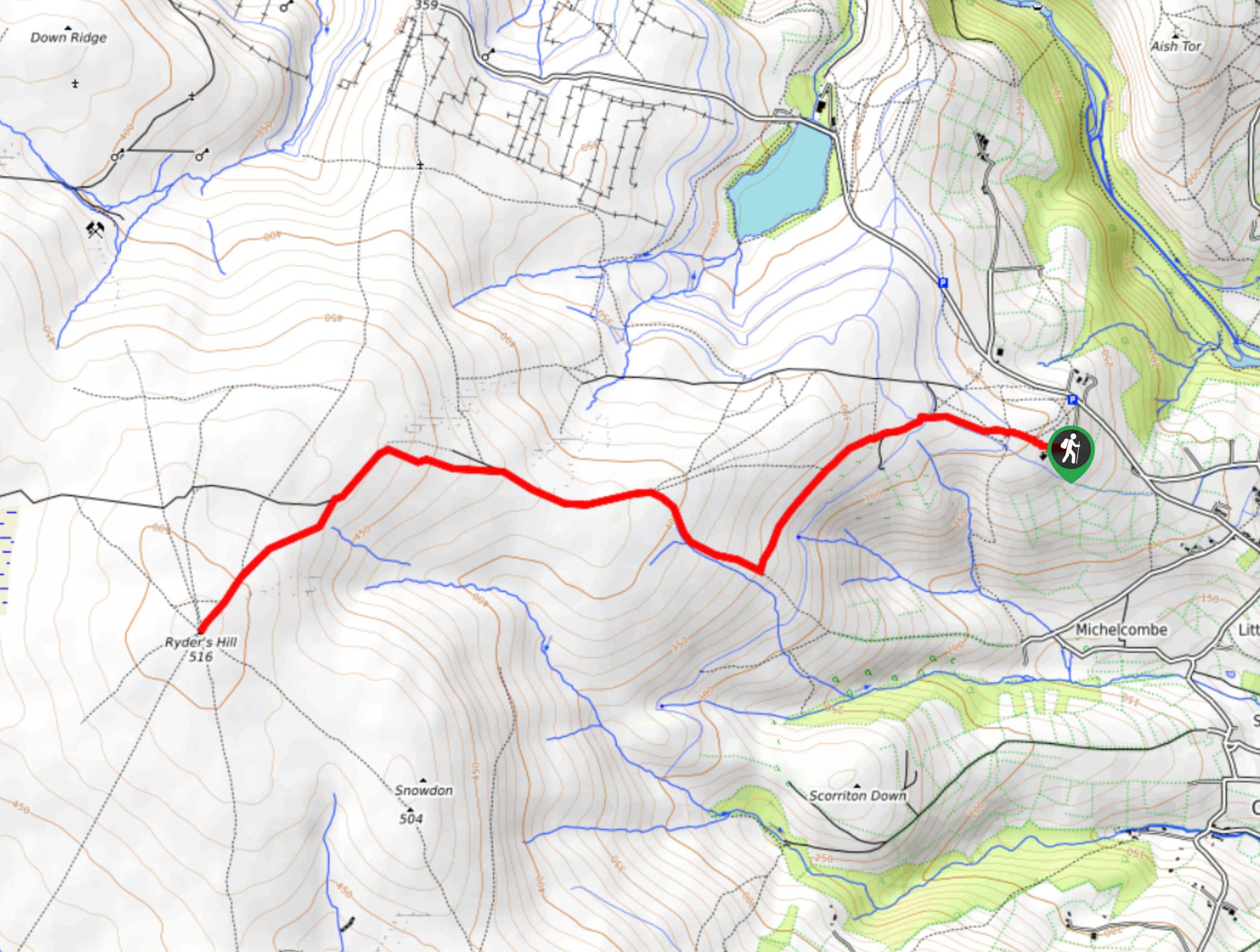 Ryder’s Hill via Sandy Way Trail Map
