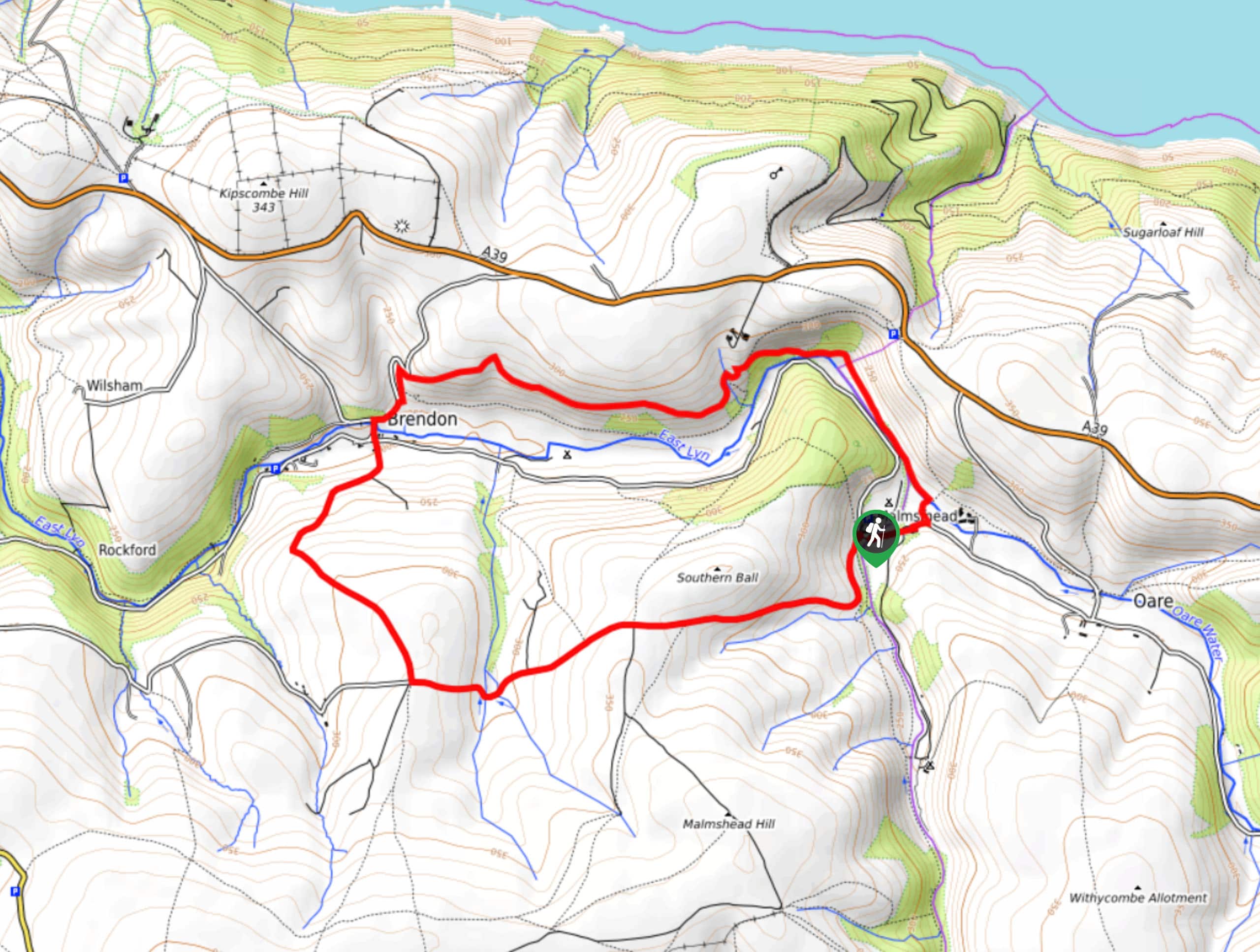 Malmsmead and Brendon Walk Map