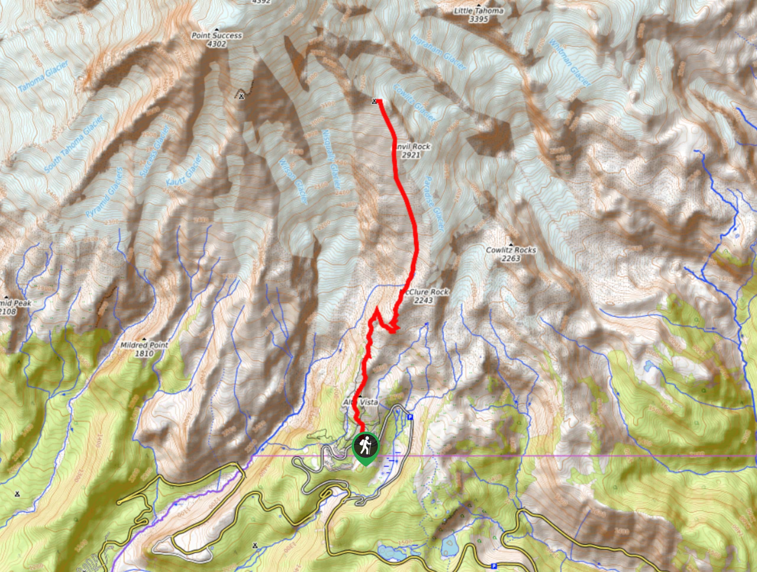 Camp Muir Hike Map