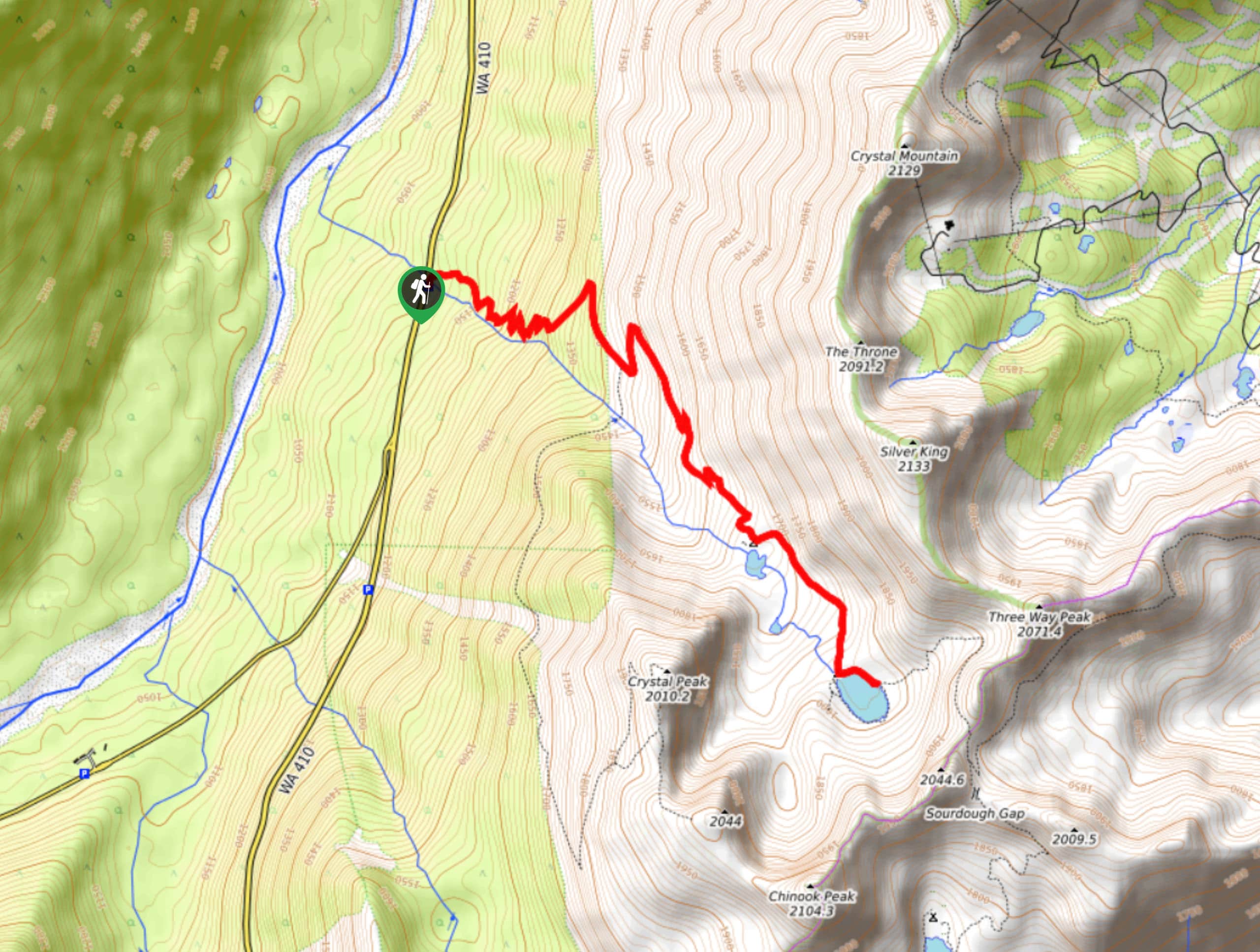 Crystal Lake Trail to Sourdough Gap Map