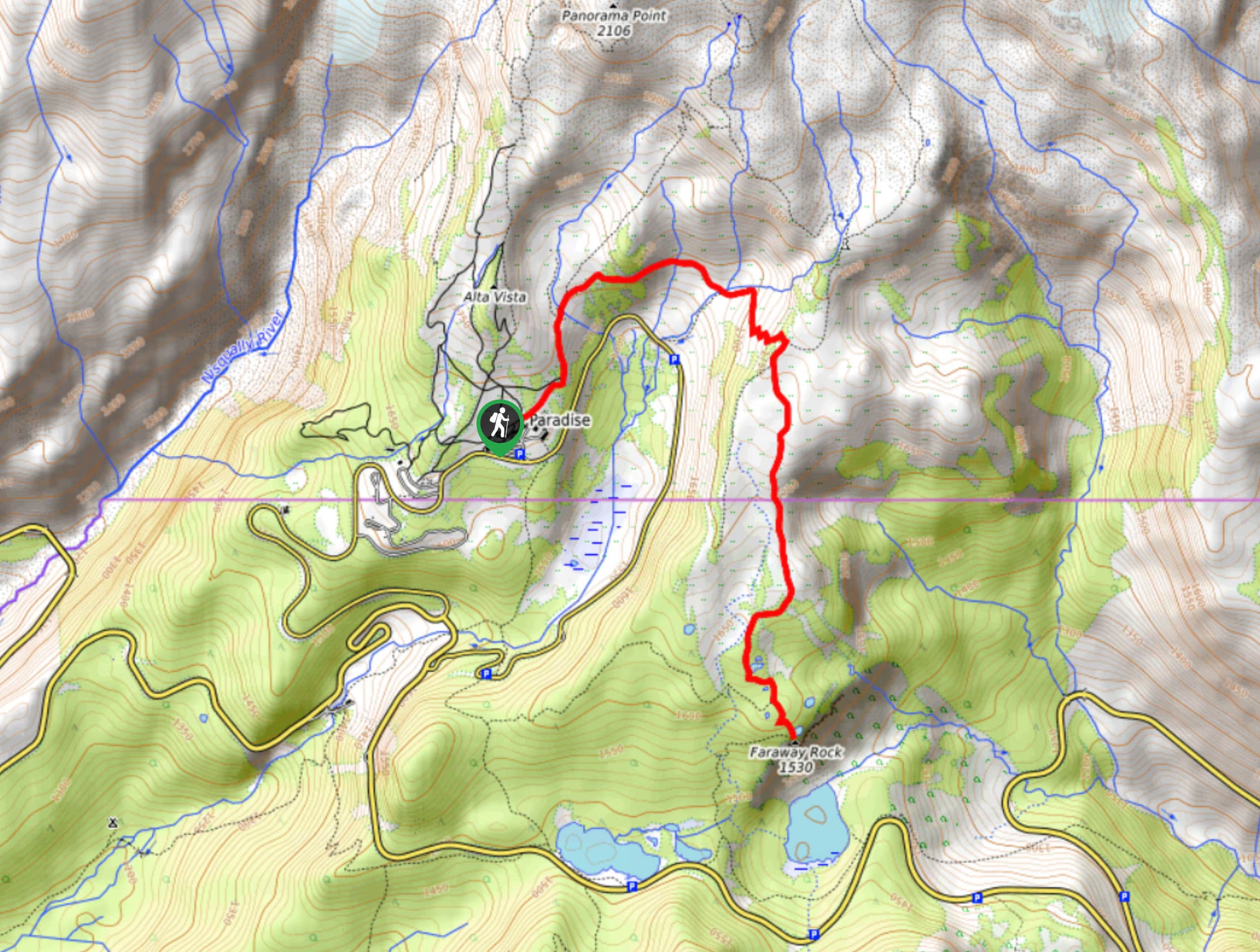 Mazama Ridge Trail to Faraway Rock Map