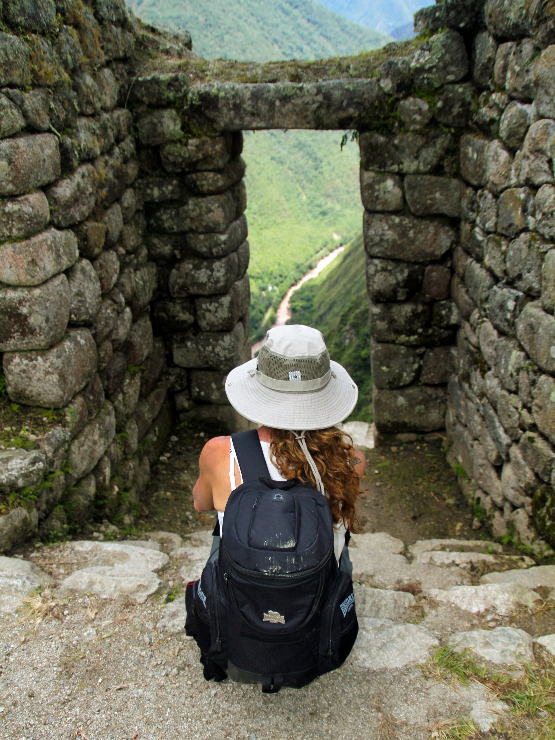 Sun hat and backpack for day trip hiking to Machu Pichhu