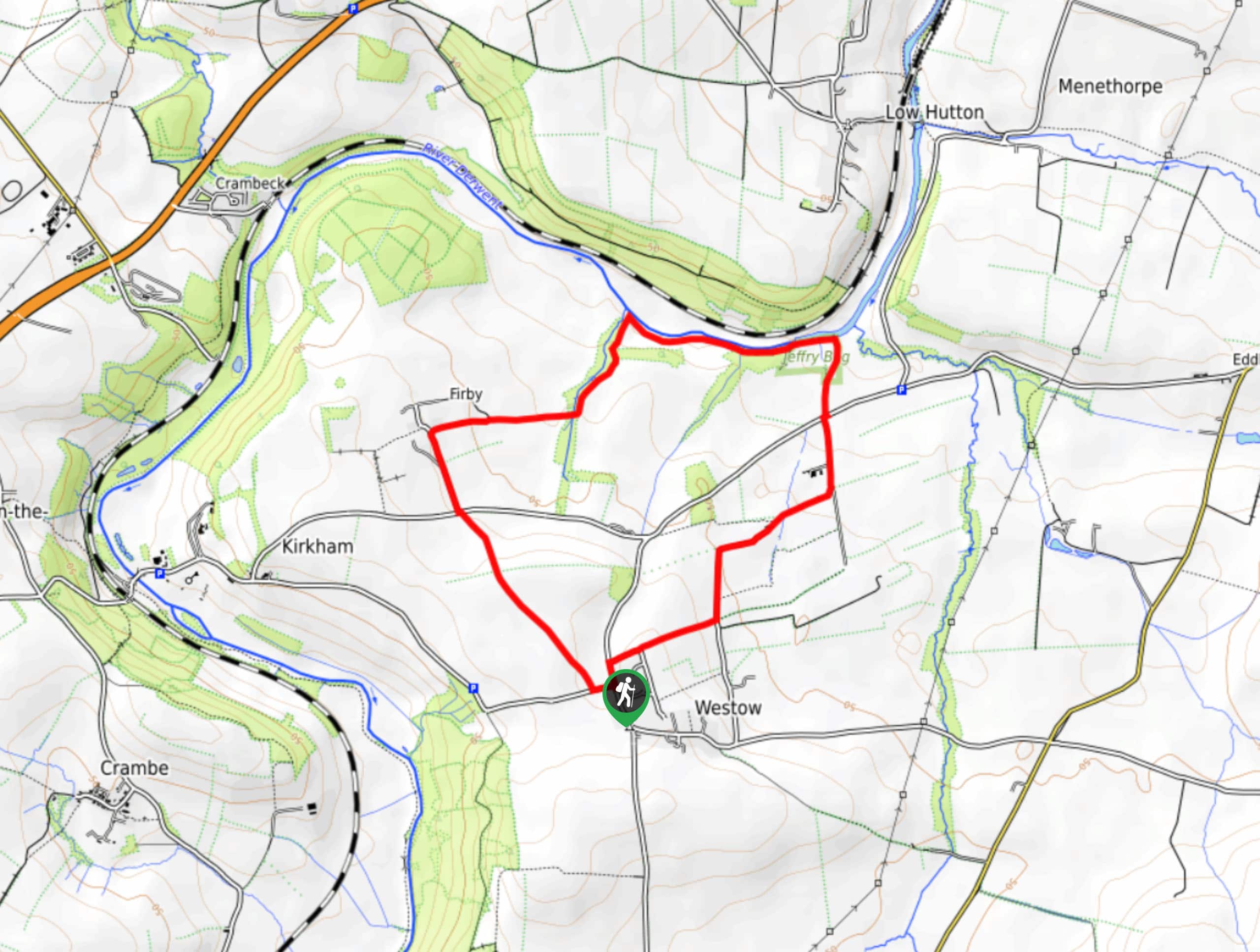 Westow and River Derwent Walk Map