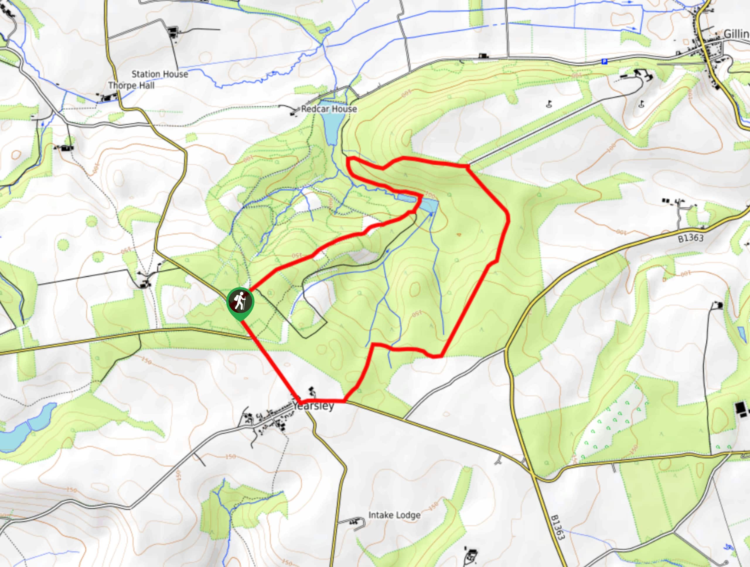 Yearsley Woods Circular Walk Map