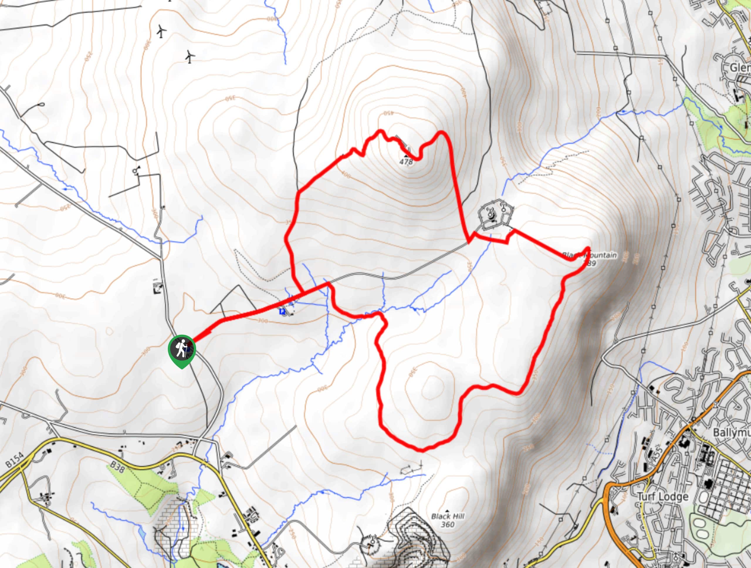 Divis via Ridge Circular Trail Map