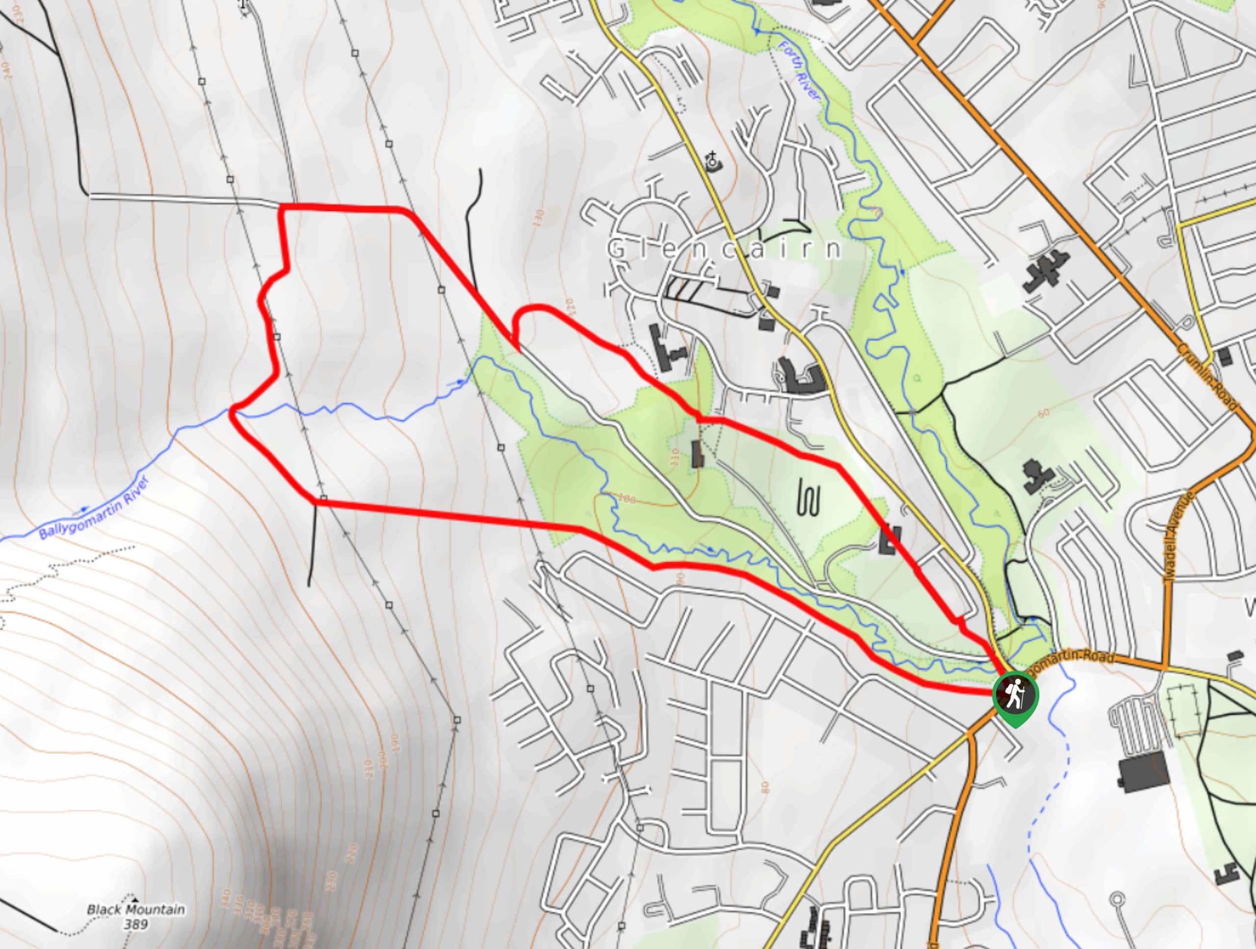 Glencairn Park and Ballygomartin River Walk Map