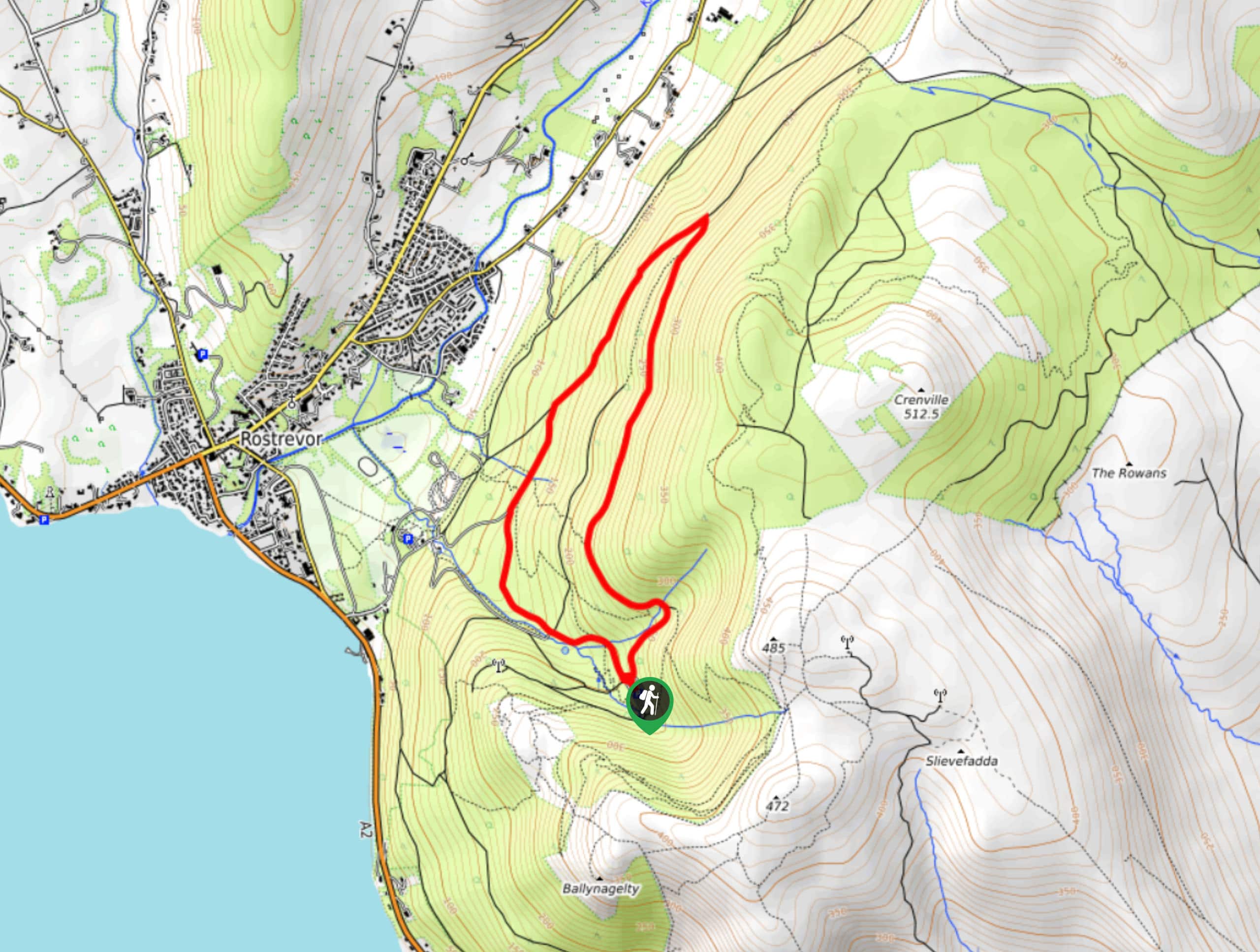 Rostrevor Forest and Slievebane Circular Walk Map