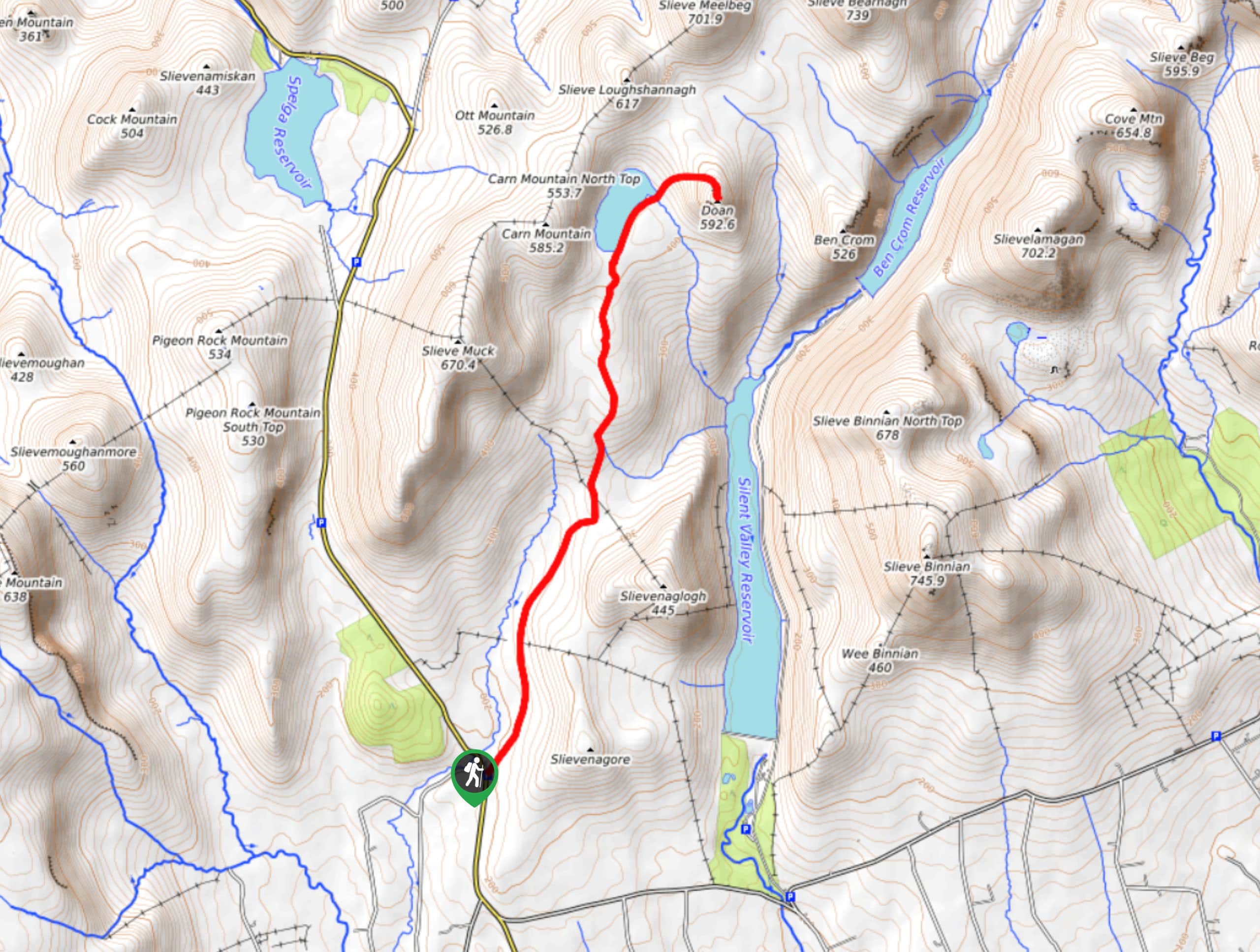 Walk to Doan Summit via Banns Road Map