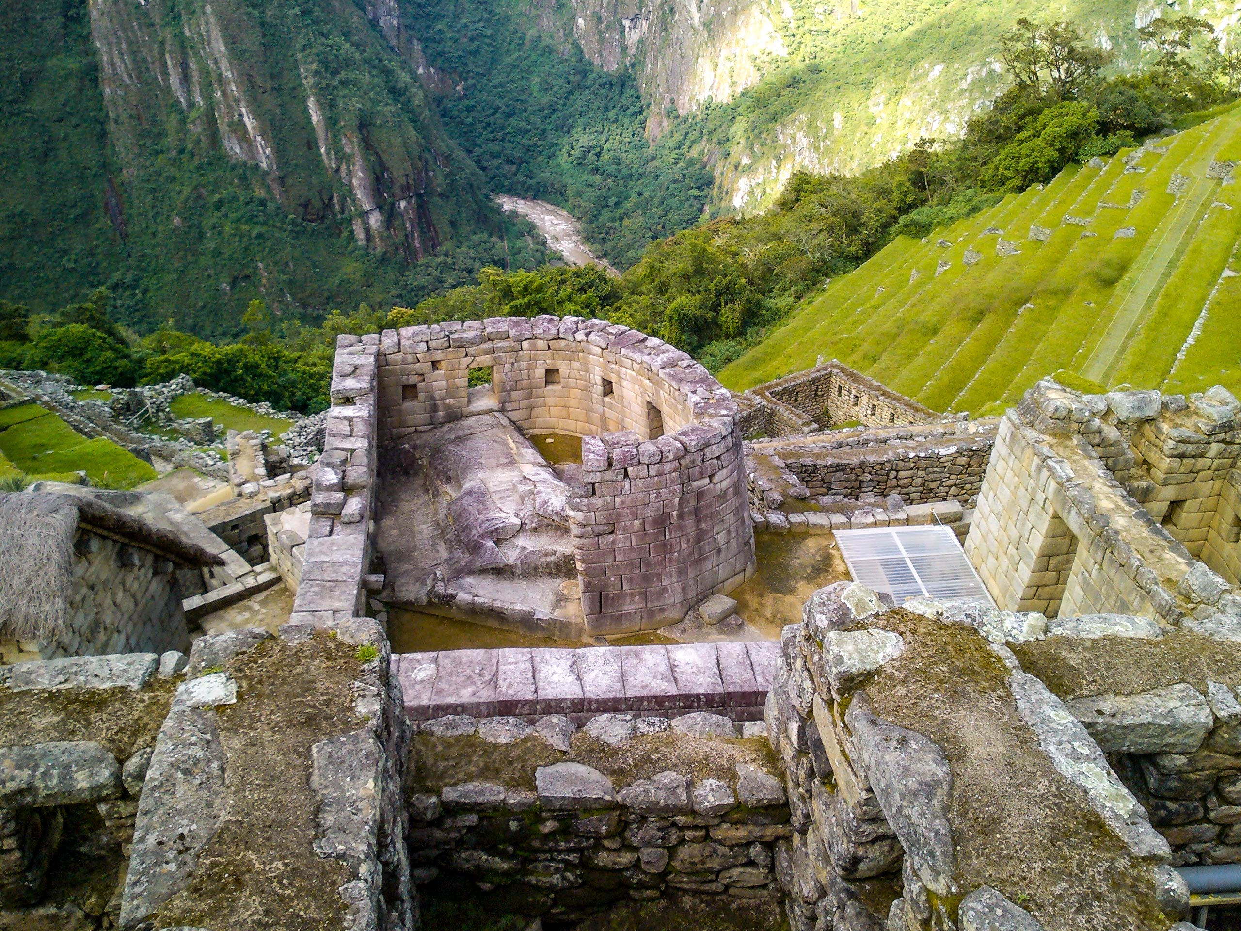 Sun Temple ruins in Machu Picchu hiking trekking Inca Trail