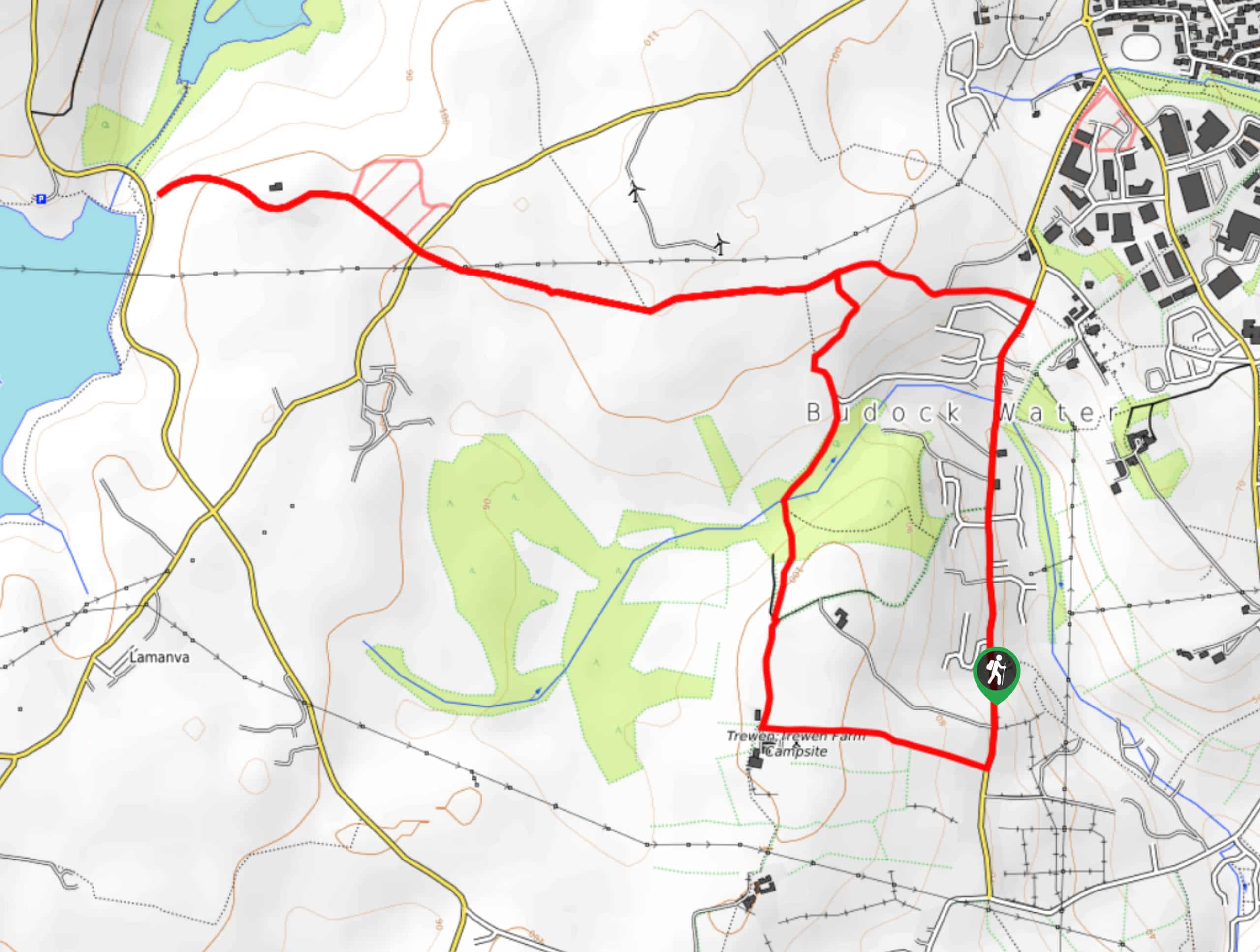 Budock Water and the Lakes Walk Map