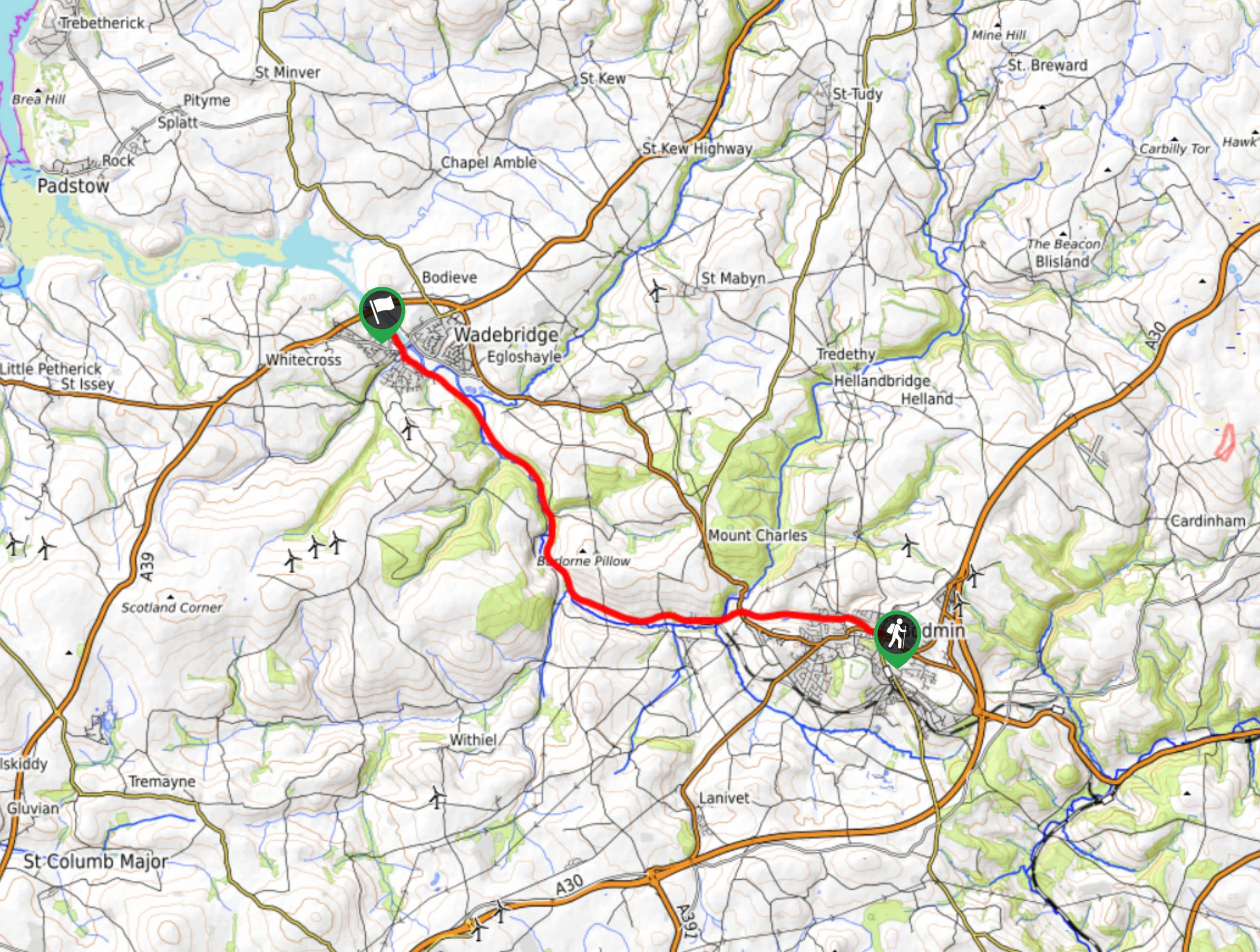 Camel Trail: Bodmin to Wadebridge Map