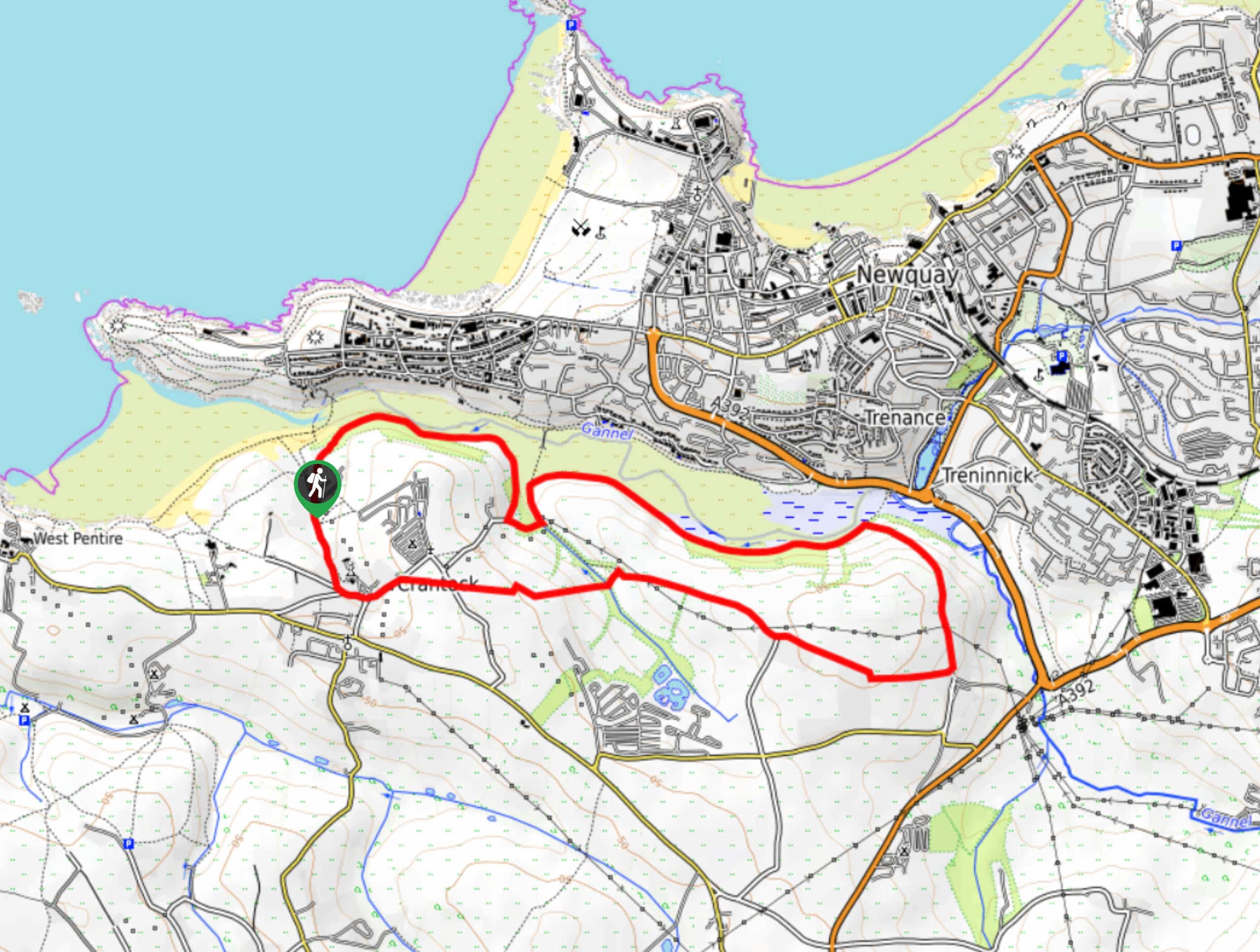 Crantock and The Gannel Circular Walk Map