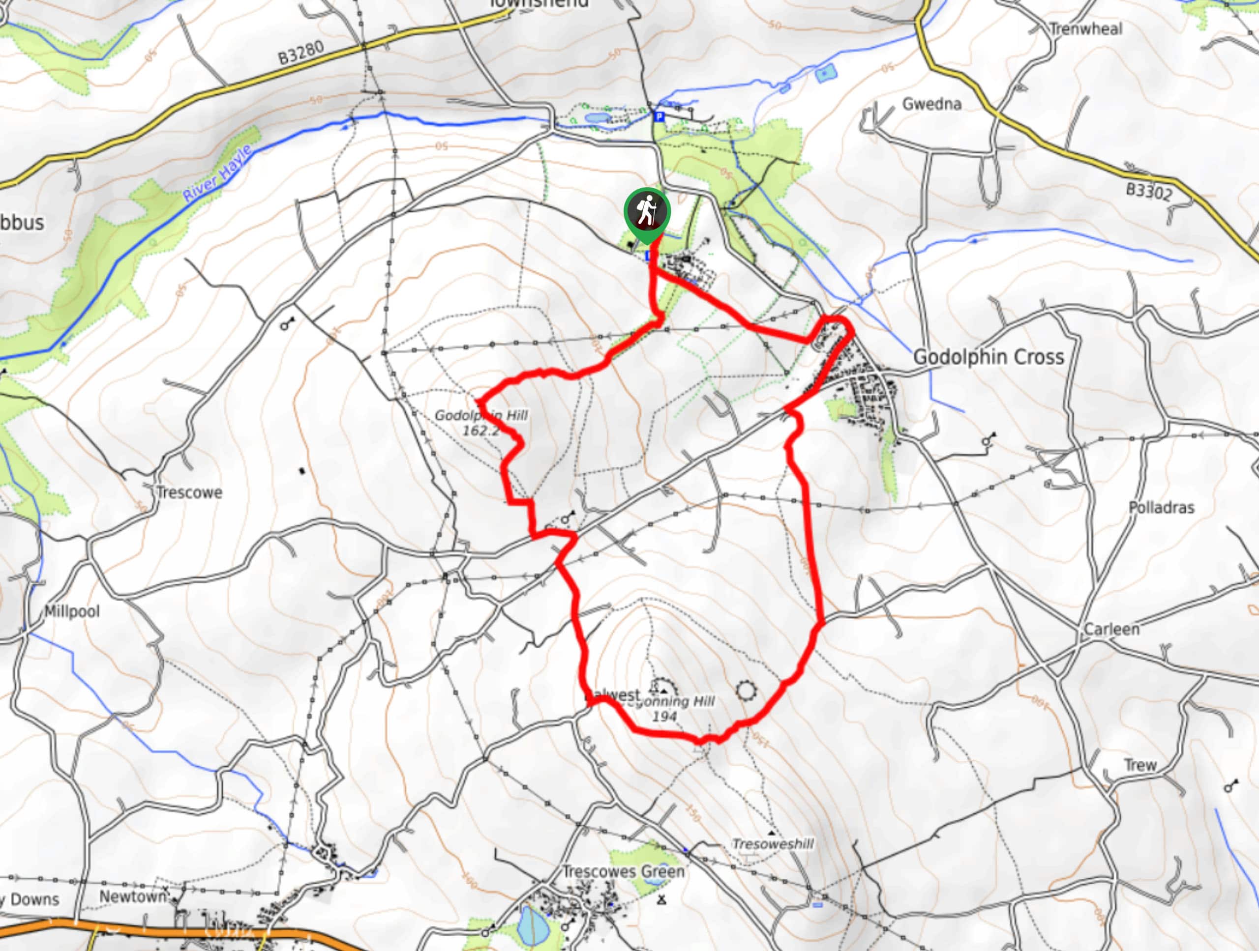 Godolphin Cross Circular Walk Map
