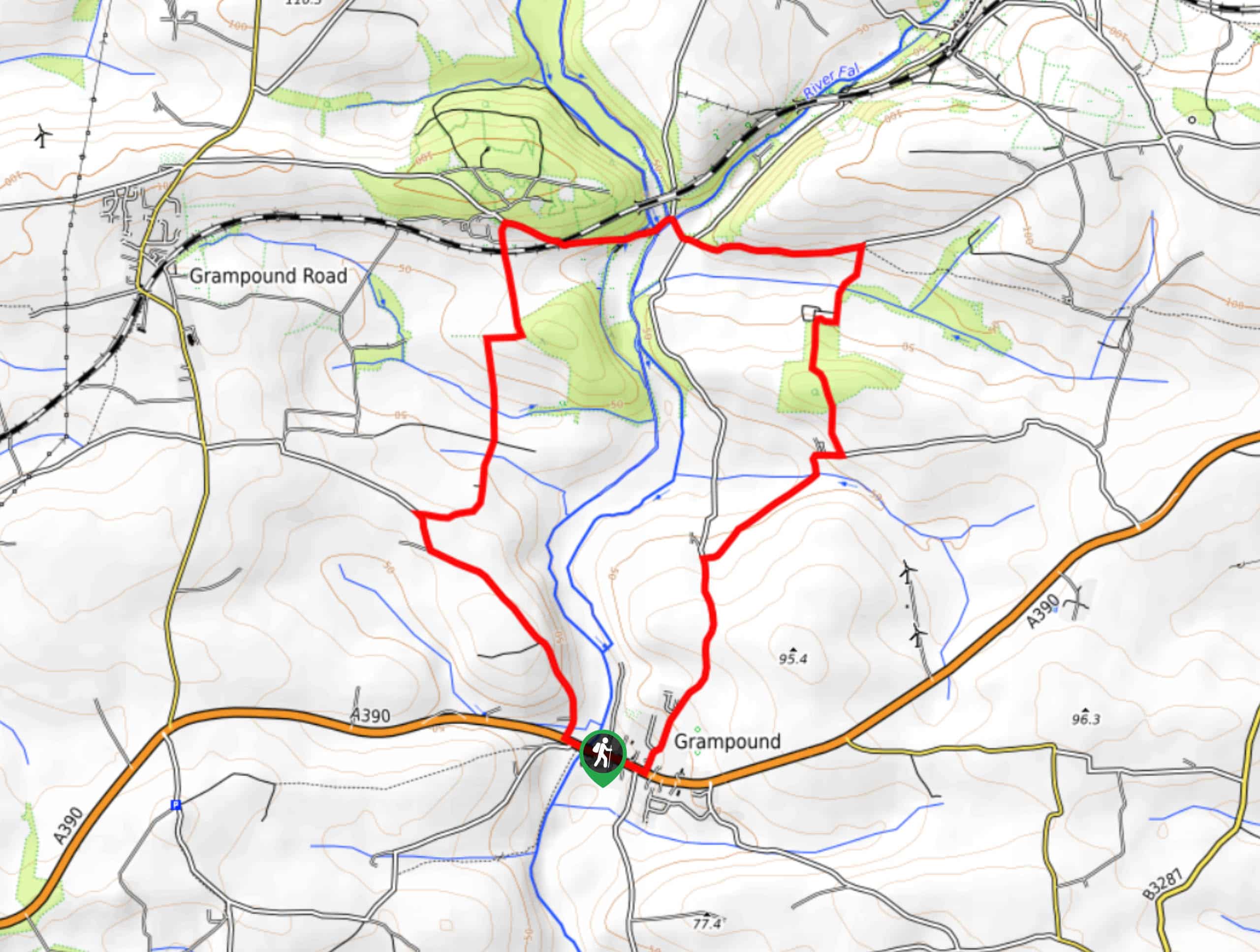 Grampound Circular Walk Map